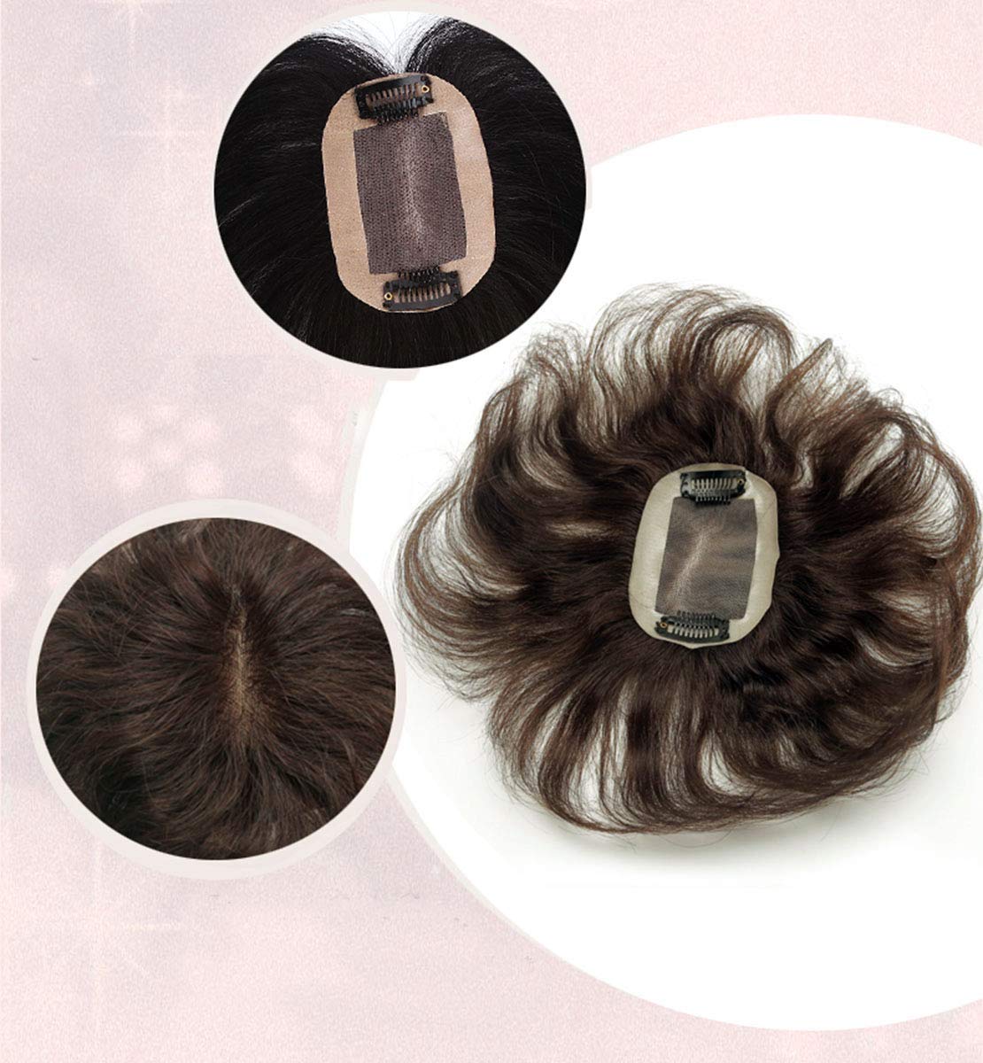 7x10cm Human Hair Topper Closure - All Handtied Mono Base Short Natural Curly Clip-in Hairpiece for Women with Thinning Hair | 10