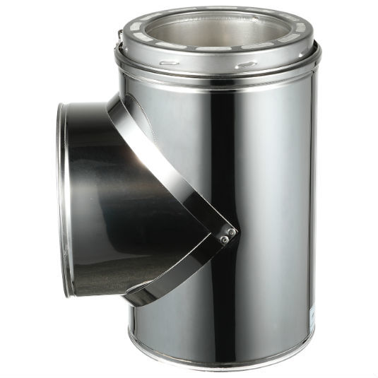AllFuelHST Tee with Clean Out Cap for 6-Inch Inner Diameter Chimney Pipe - Perfect for Wood Stove, Fireplace, and Pellet Stove Venting Systems