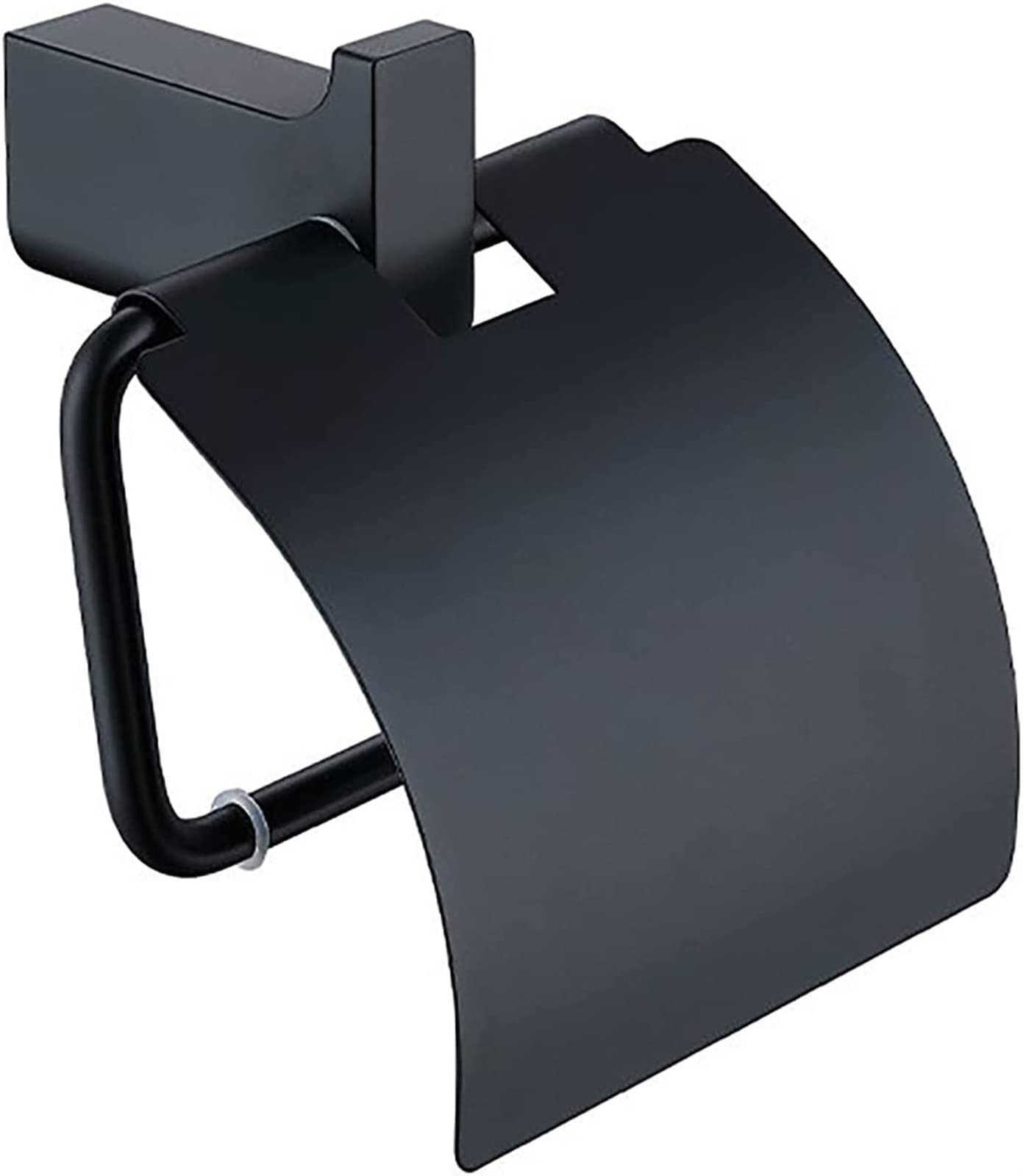 Stainless Steel Wall Mount Toilet Paper Holder with Cover - Bathroom Tissue Roll & Towel Rack for Home, Hotel, Kitchen (Black) - Durable & Stylish Bathroom Accessory for Modern Living Spaces