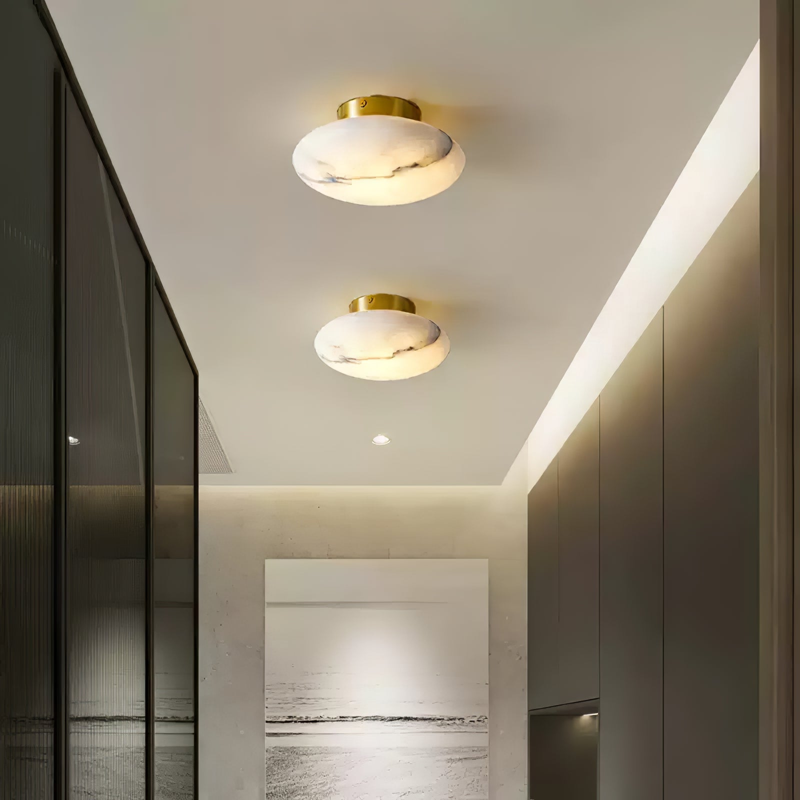 Elegant Alabaster Oval Ceiling Lamp - Modern White Stone Pendant Light for Dining Room, Bedroom & Living Room Lighting