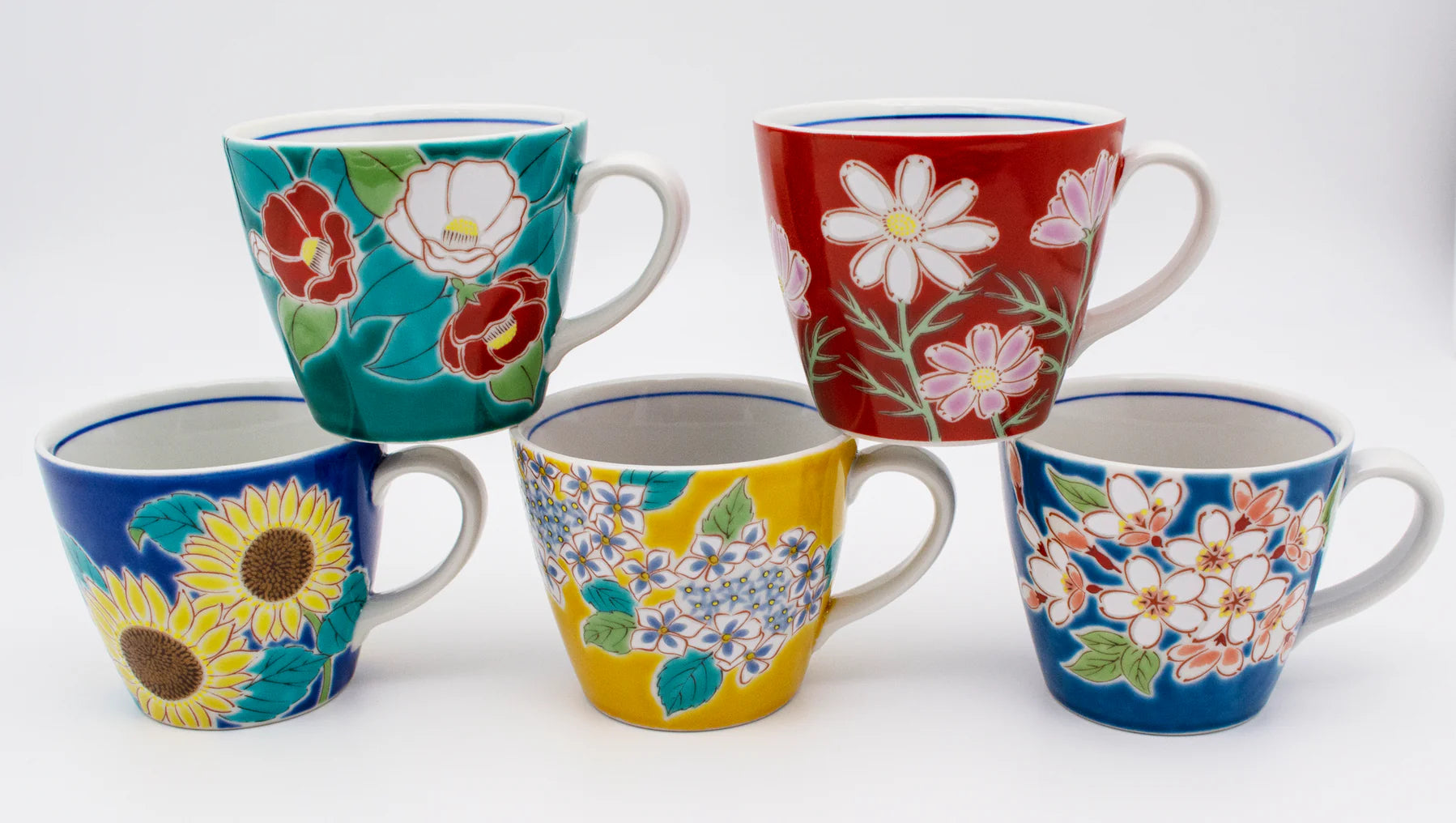 Premium Kutani Yaki Japanese Tea & Coffee Mug - Handcrafted Cherry Blossom Design Ceramic Cup - Perfect for Home, Office & Gift Giving