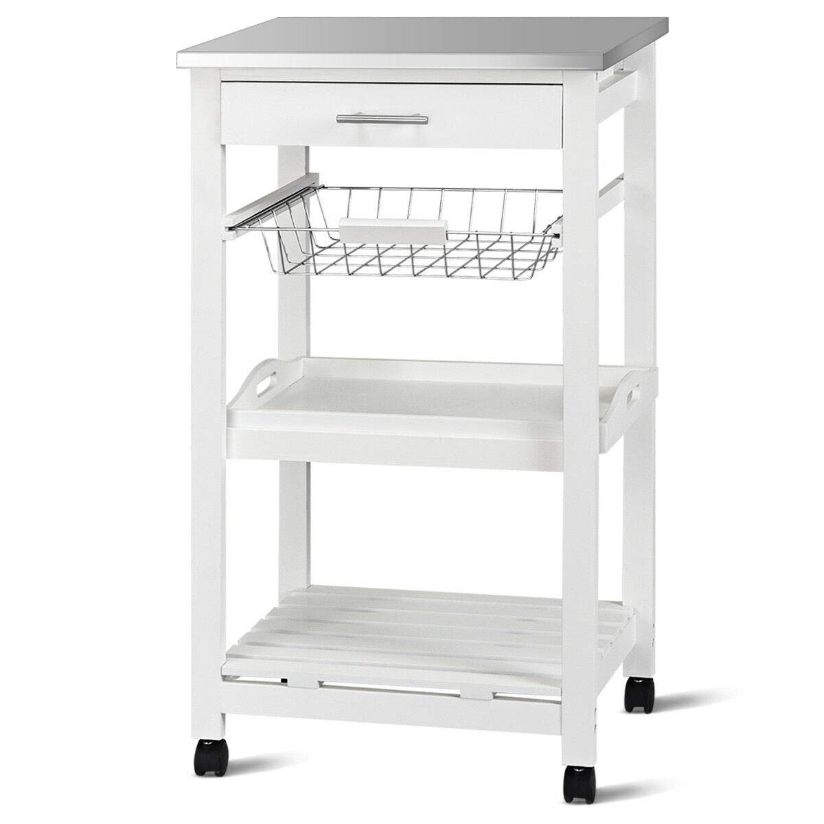 Multi-Use Storage Cart with Shelves & Drawers for Kitchen, Bathroom, Garage - Home Organizer