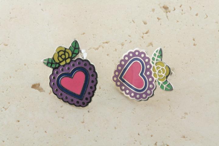 Colorful Enamel Flying Heart Stud Earrings - Perfect for Casual Wear, Parties & Gifts
