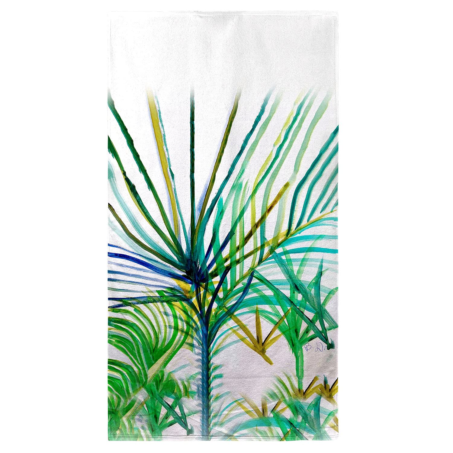 Betsy Drake Teal Palms Beach Towel - Soft Quick-Dry Sand-Free Oversized Towel for Pool, Beach, Yoga & Outdoor Activities