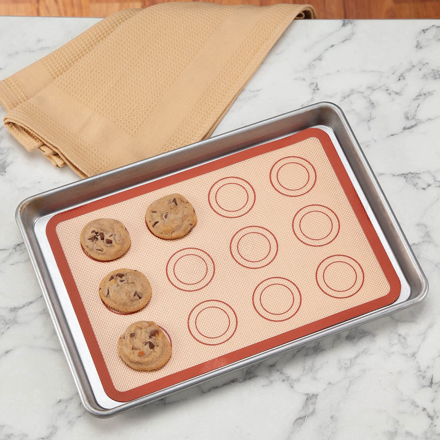 Non-Stick Silicone Baking Mats Set of 6 - Reusable Parchment Paper Replacement for Cookies, Pastry & Bread - Perfect for Baking, Roasting & Air Fryer Cooking