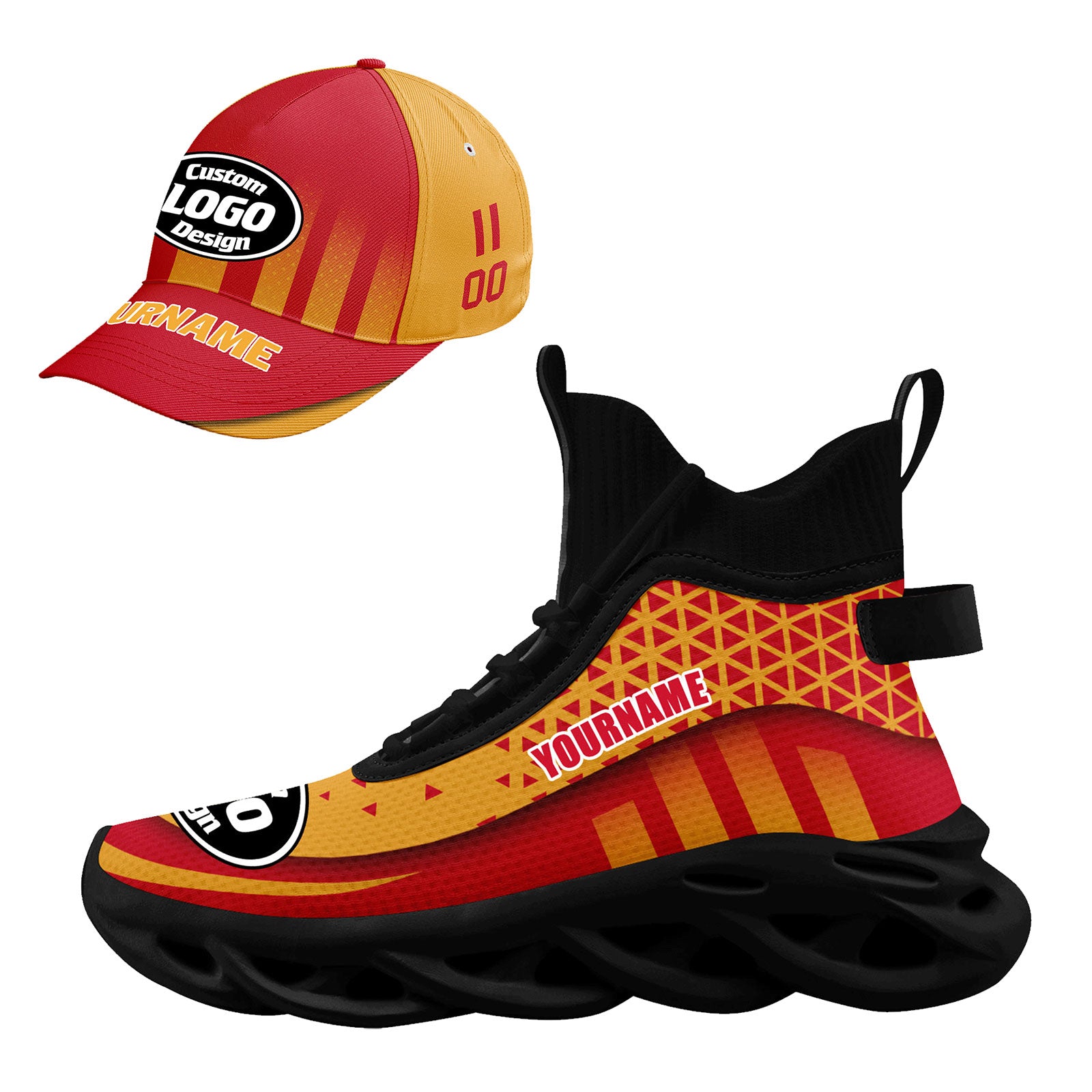 Custom Maxsoul Personalized Sneakers & Hat Combo - Breathable Running Shoes & Adjustable Cap for Men & Women - Perfect for Gym, Jogging, and Streetwear Fashion (Style D023029, Size 10)