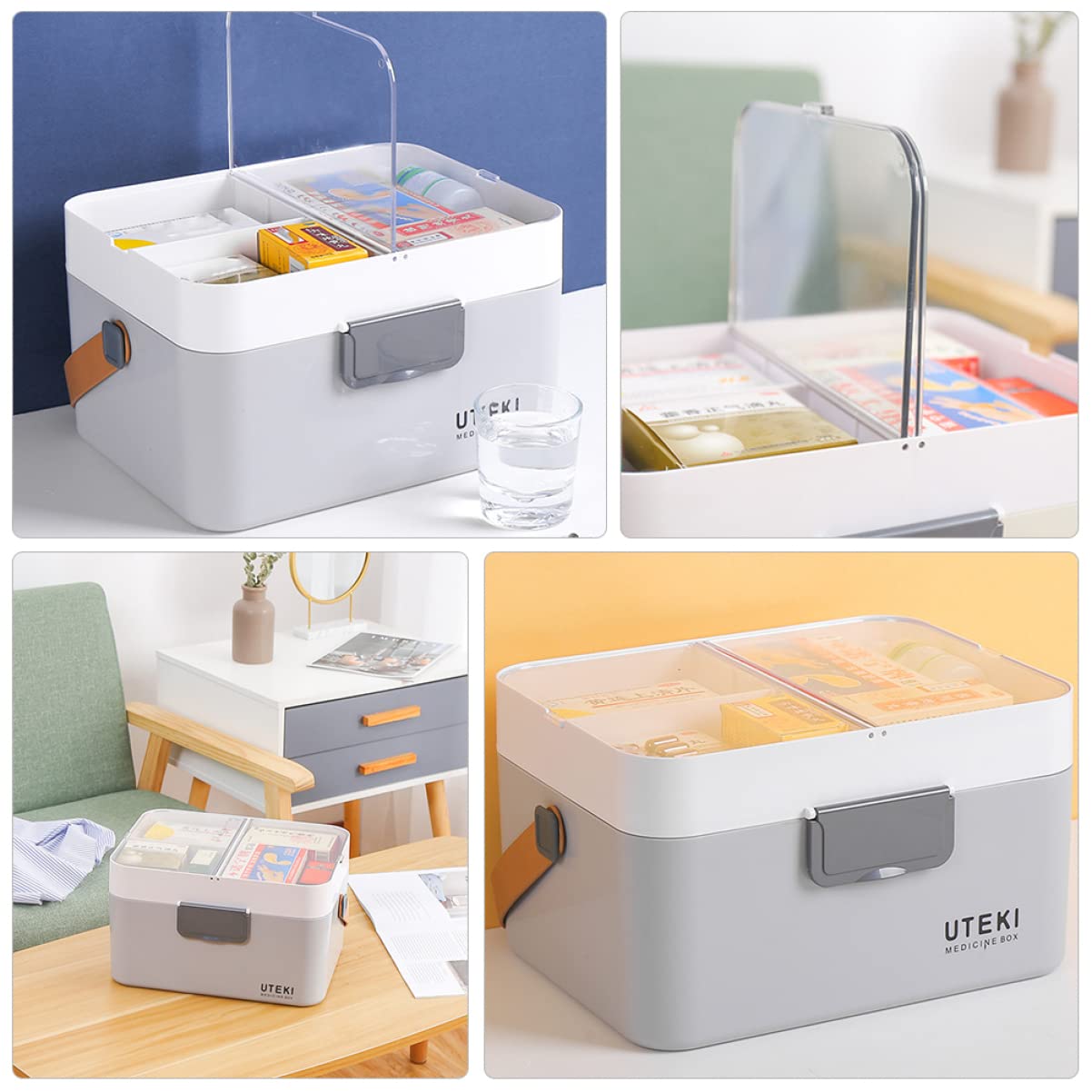 DOITOOL Double Layer Makeup Storage Box - Portable Travel Cosmetic Organizer for Family, Tablet & Beauty Tools - Perfect for Home, Travel & Outdoor Use