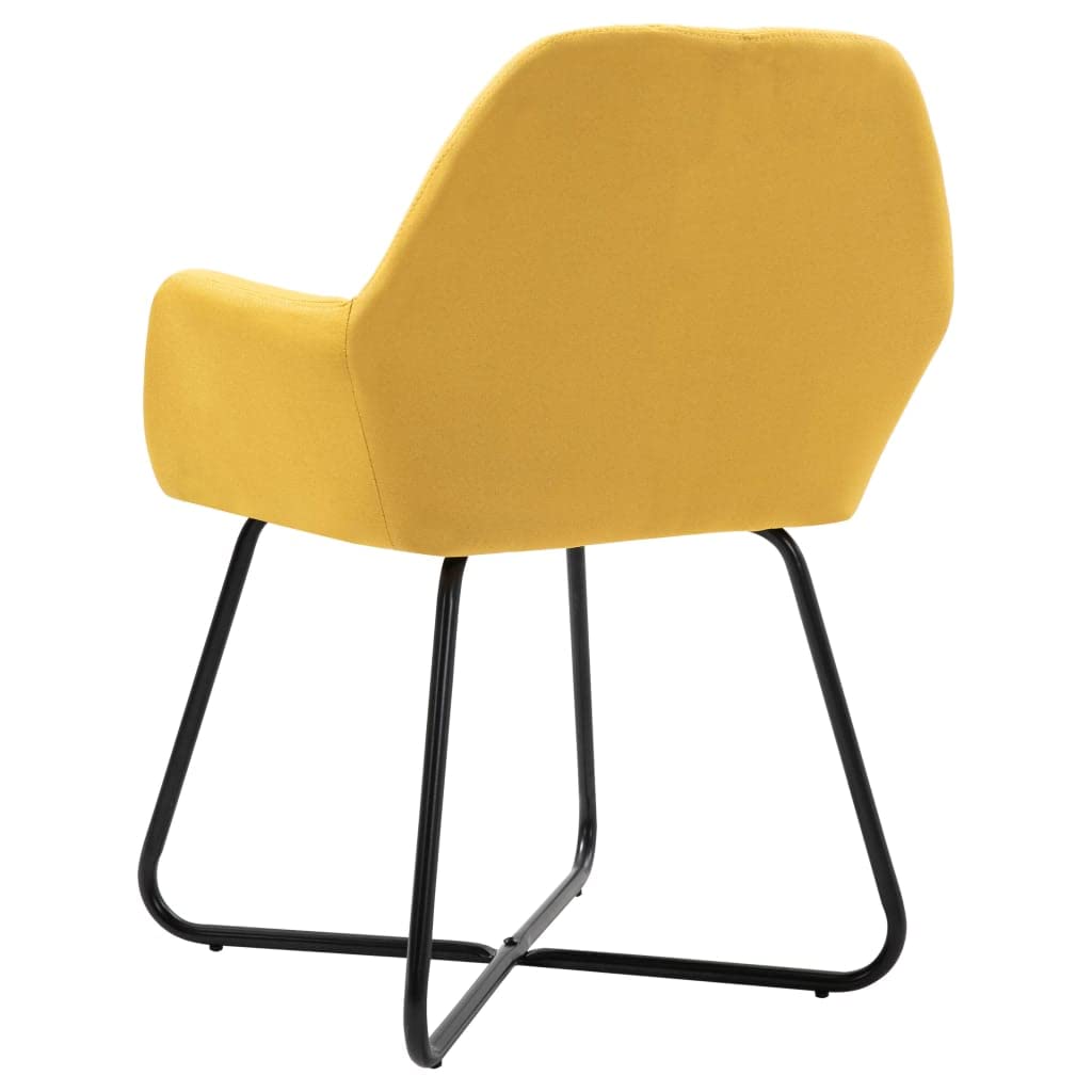 vidaXL 2-Piece Yellow Fabric Dining Chairs Set with Metal Legs - Modern Accent Armchairs for Kitchen, Dining Room & Living Room - Perfect for Home Decor, Small Spaces and Entertaining Guests