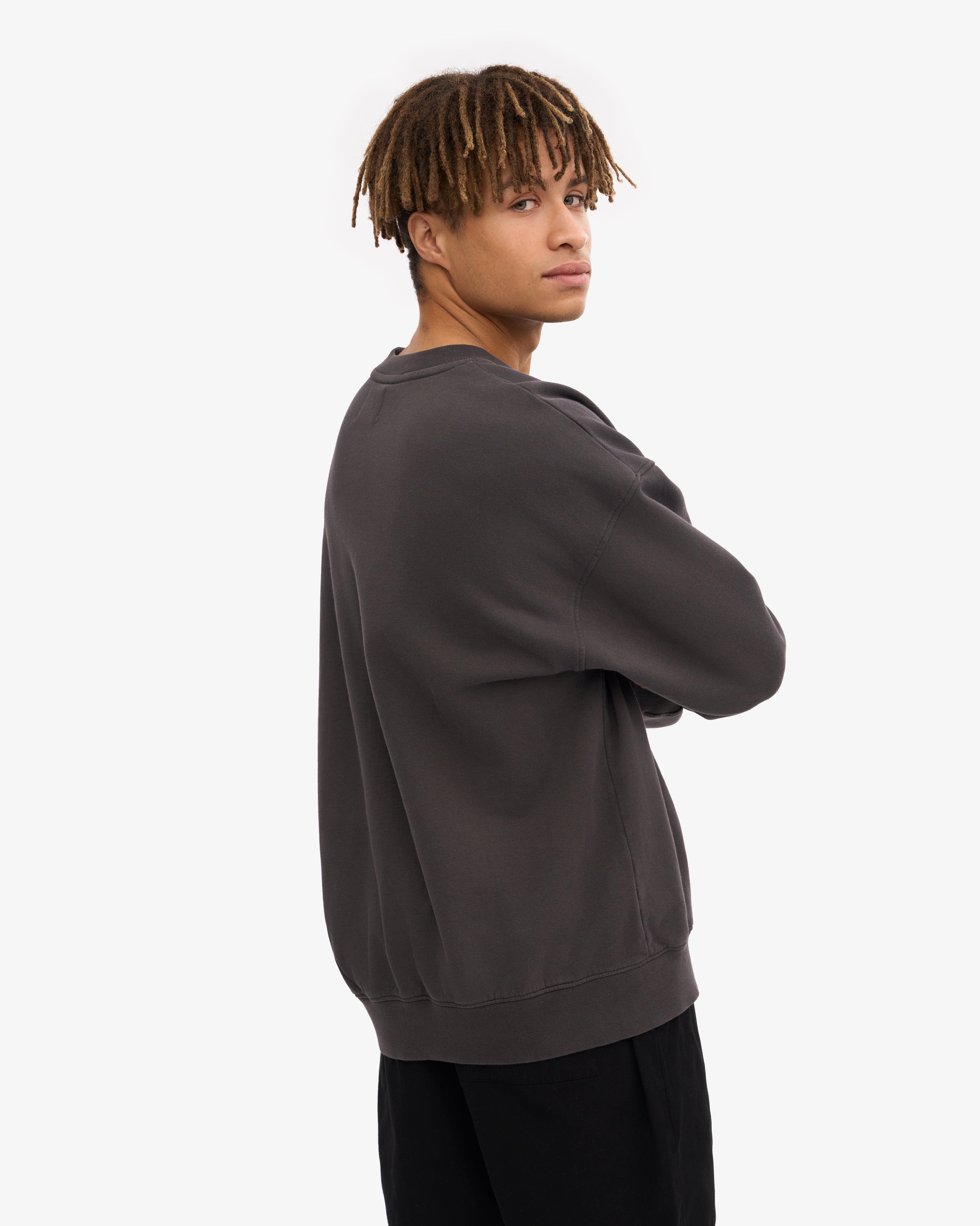Organic Oversized Crewneck Sweatshirt for Women - Soft & Comfortable Lava Grey Pullover - Perfect for Casual Wear, Lounge & Outdoor Activities