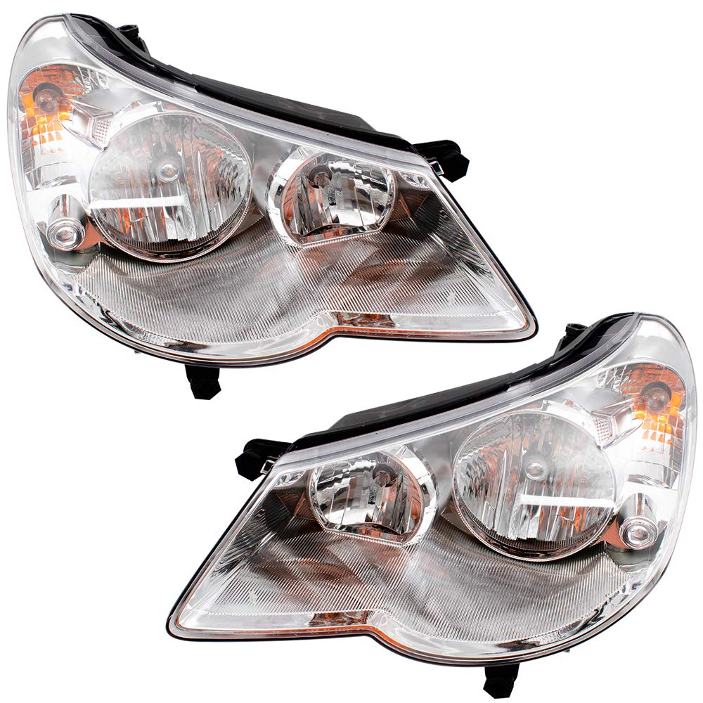Brock Replacement Headlight Set - Driver & Passenger Side Type 1 Compatible with 2007-2010 Chrysler Sebring (Part# 5303747AE, 5303746AE) - Perfect for Night Driving & Vehicle Restoration