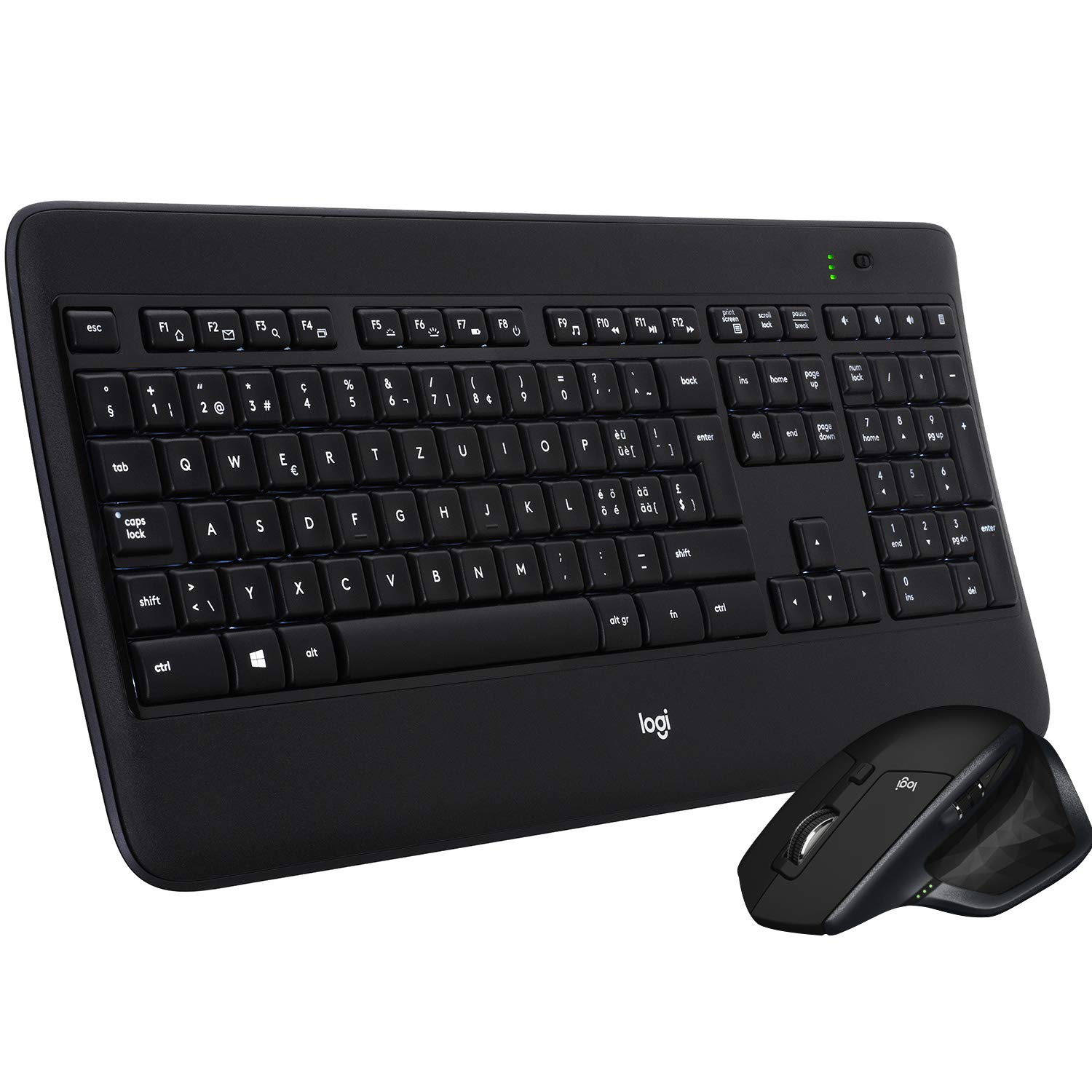 Logitech MX900 Performance Premium Backlit Keyboard & MX Master Mouse Combo - Wireless Ergonomic Set for Office, Gaming & Productivity (Black) - Perfect for Workstations, Home Offices & Professional Use