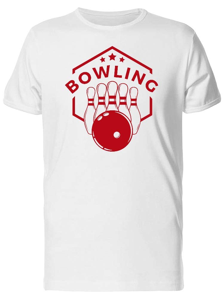 Men's Red Bowling Logo T-Shirt - Soft Cotton Casual Tee for Bowling Enthusiasts & Sports Fans