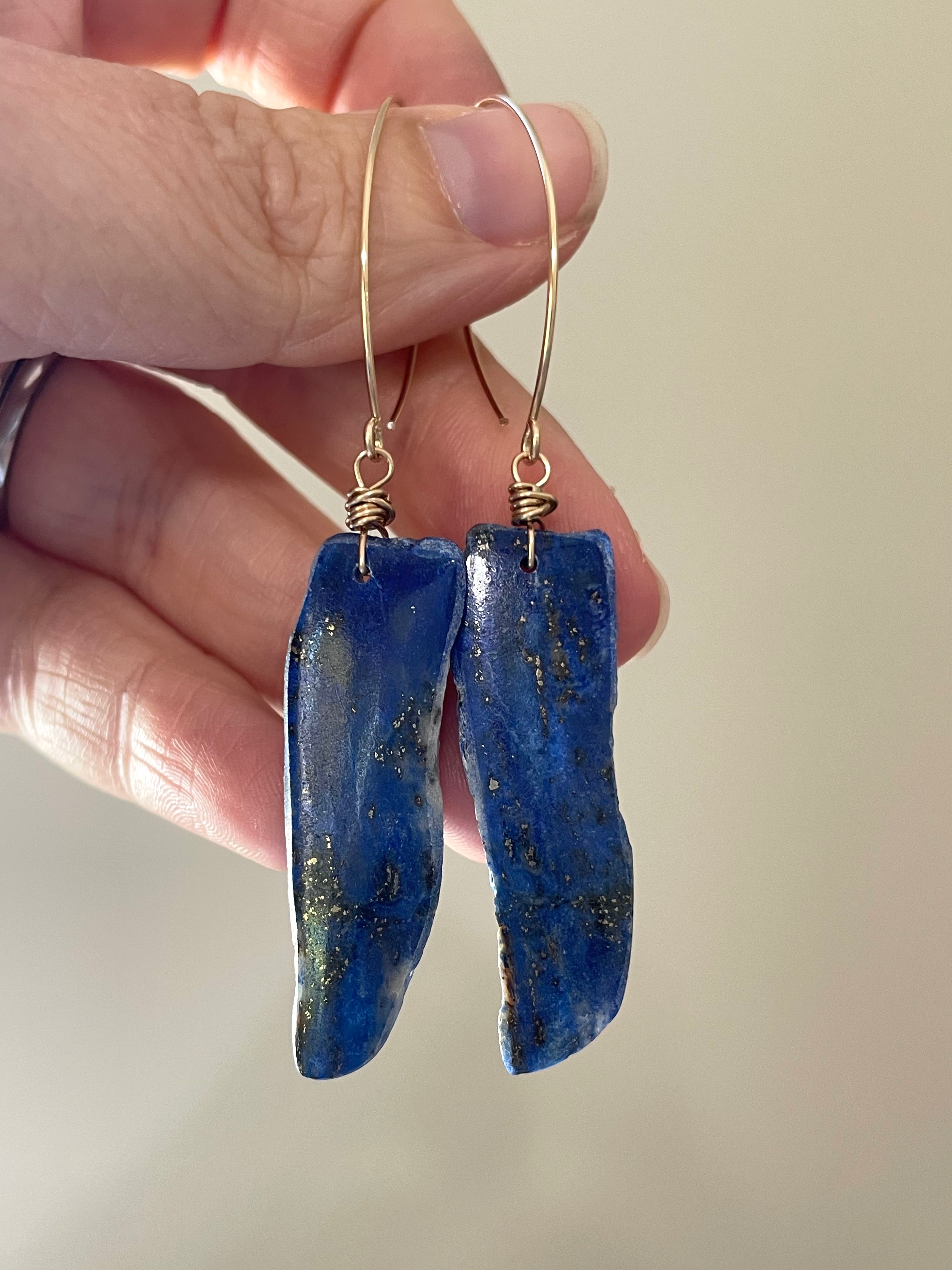 Lapis Lazuli Statement Earrings - 14K Gold Filled Dangle Earrings for Women | Elegant Jewelry Gift for Birthday, Anniversary & Special Occasions