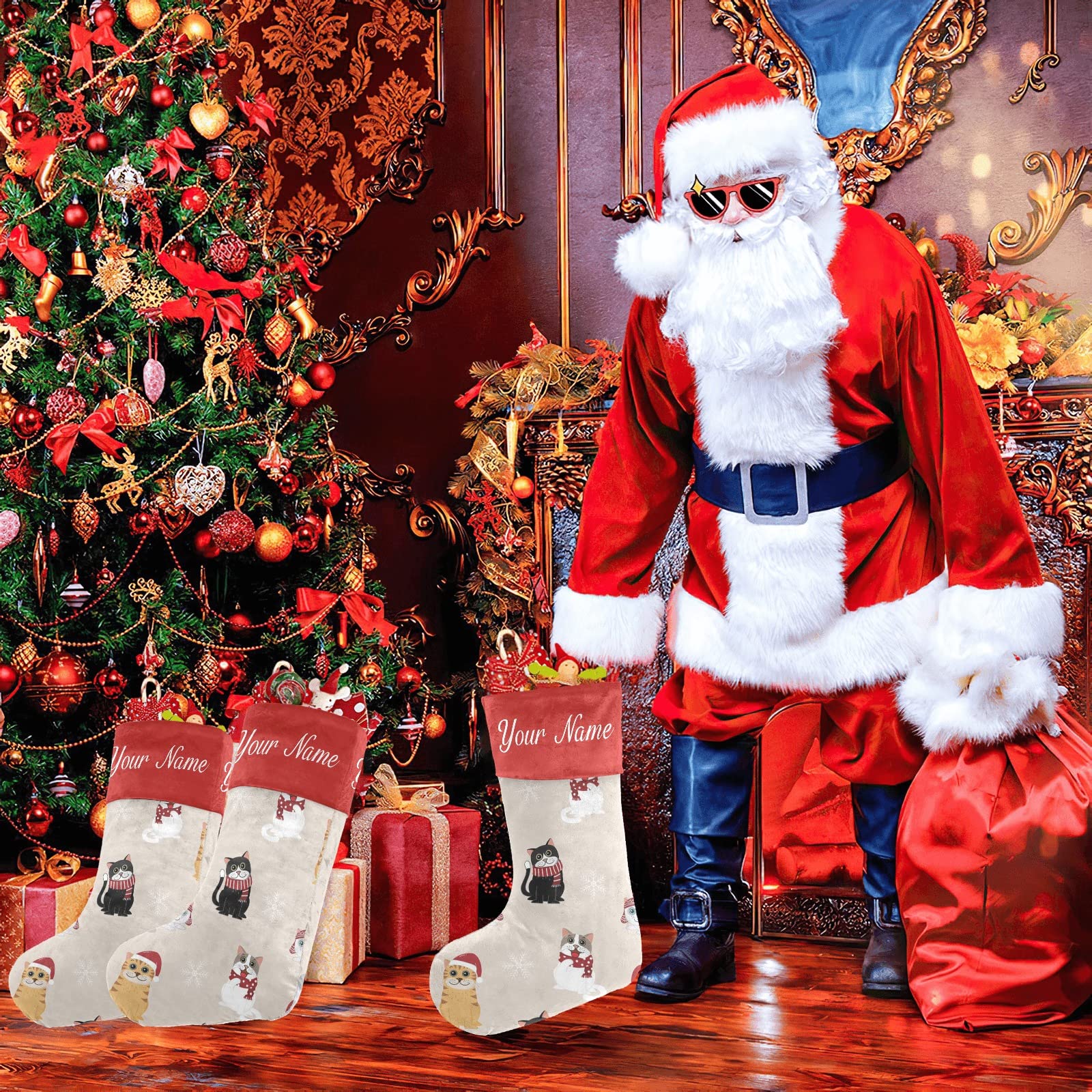 Personalized Christmas Stockings for Cats & Dogs - Custom Name Pet Xmas Socks, 17.52 x 7.87 Inch - Perfect Holiday Gift for Pets & Pet Lovers, Great for Fireplace Decor & Christmas Photo Props