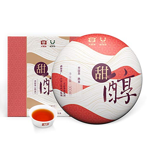 Premium Organic Menghai Tian Chun Ripe Pu-erh Tea Cake - 300g Aged Black Tea for Relaxation & Digestion | Perfect for Gifting, Afternoon Tea & Meditation Moments