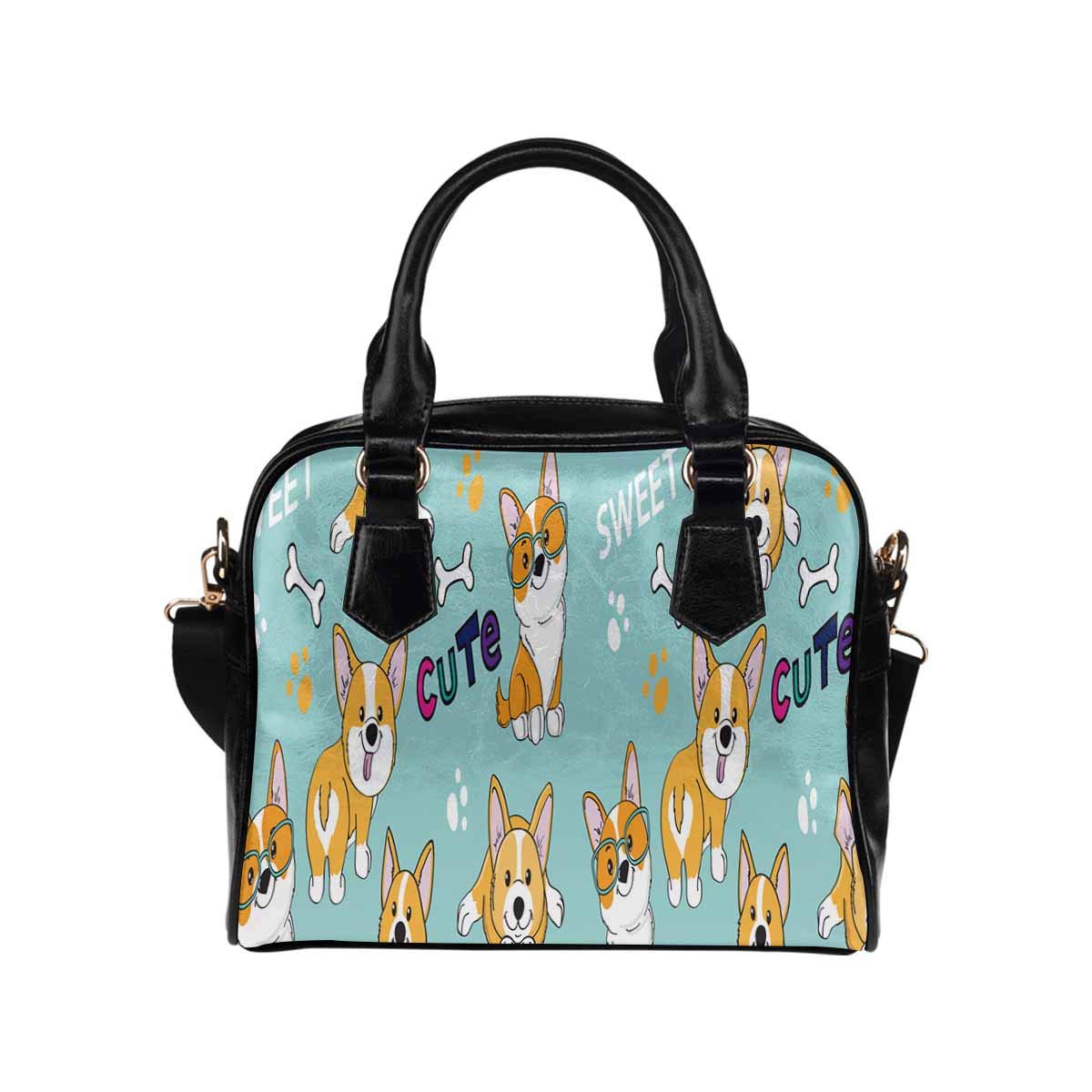 Cute Corgi Dog PU Leather Crossbody Handbag for Women - Blue Background Print, Fashionable Shoulder Purse for Daily Use, Work, and Travel