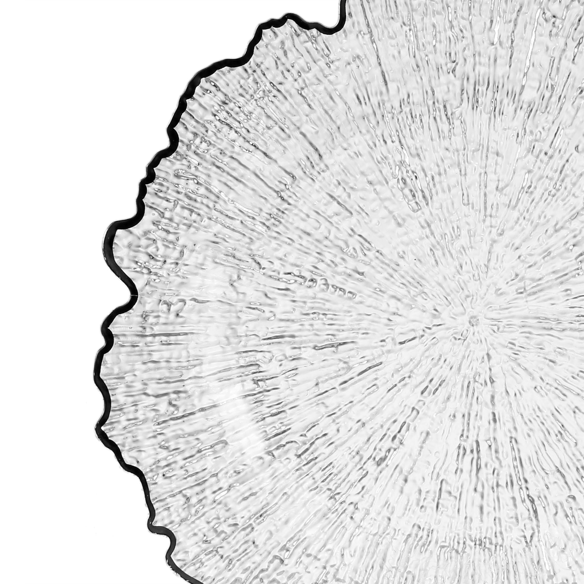 Reef Acrylic Charger Plate with Clear Black Trim - Elegant Dinnerware for Weddings, Parties & Formal Dining