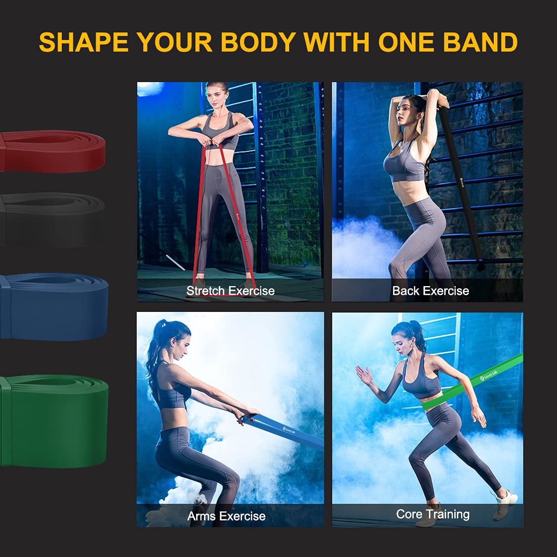 Lively Life Long Resistance Bands Set - Heavy Duty Pull Up Assist Bands for Men & Women - Home Gym Workout Equipment for Yoga, Pilates, Crossfit, Assisted Pull Ups & Strength Training - Perfect for Home Exercise, Gym Workouts & Physical Therapy