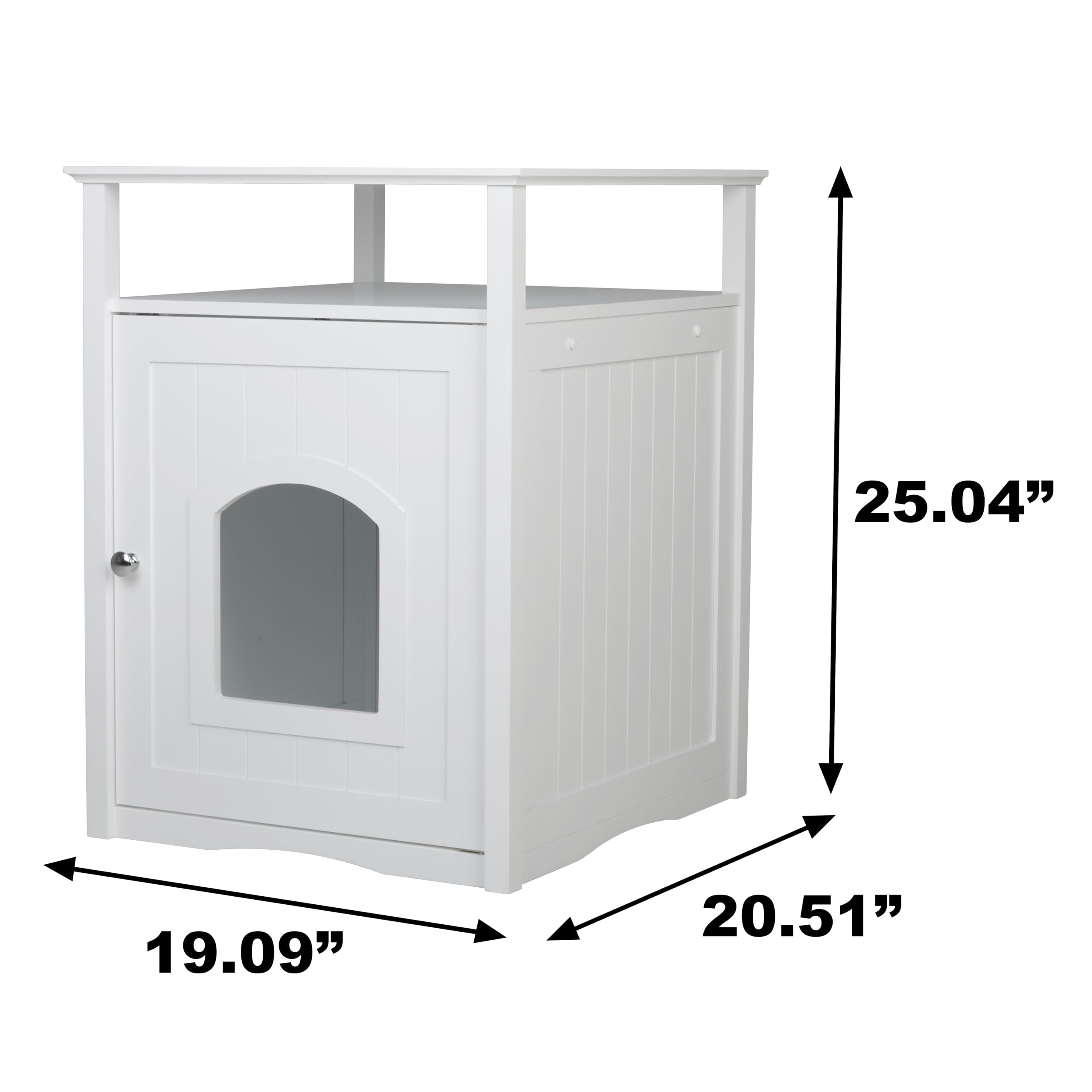 White Merry Pet Cat Washroom & Night Stand Pet House - Cozy Cat Bed with Built-in Litter Box for Small Spaces, Bedroom or Living Room