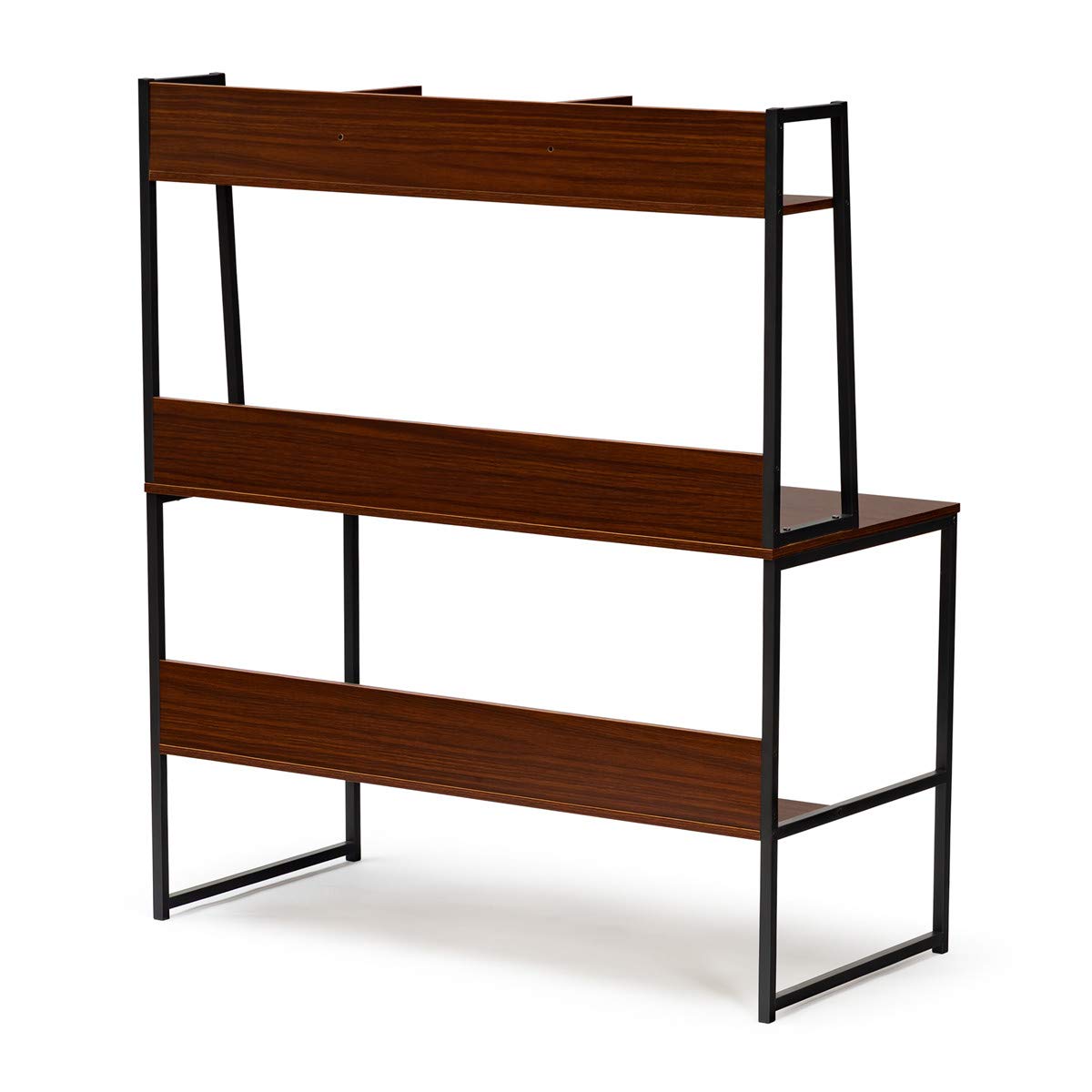 47 Inch Computer Desk with Bookshelf - Sturdy Home Office Desk for PC & Laptop, Space Saving Workstation for Small Spaces | Perfect for Remote Work & Study