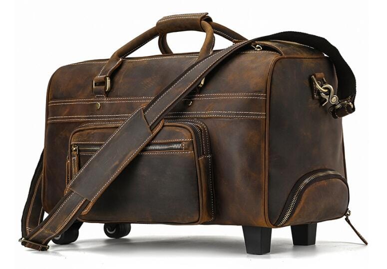 Premium Genuine Leather Weekender Duffle Bag for Men - Stylish & Durable Travel Duffel with Spacious Compartments - Perfect for Gym, Business Trips & Weekend Getaways