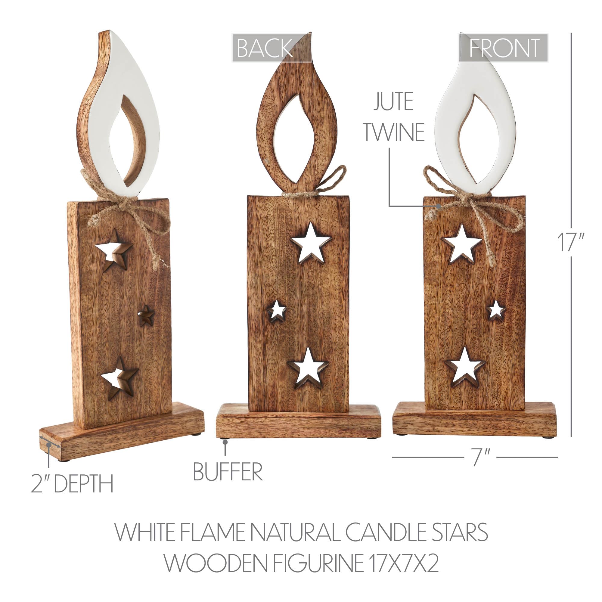 VHC Brands White Flame Natural Scented Candle with Stars & Wooden Figurine - 17x7x2 Inches - Perfect for Home Decor, Romantic Gifts & Relaxation