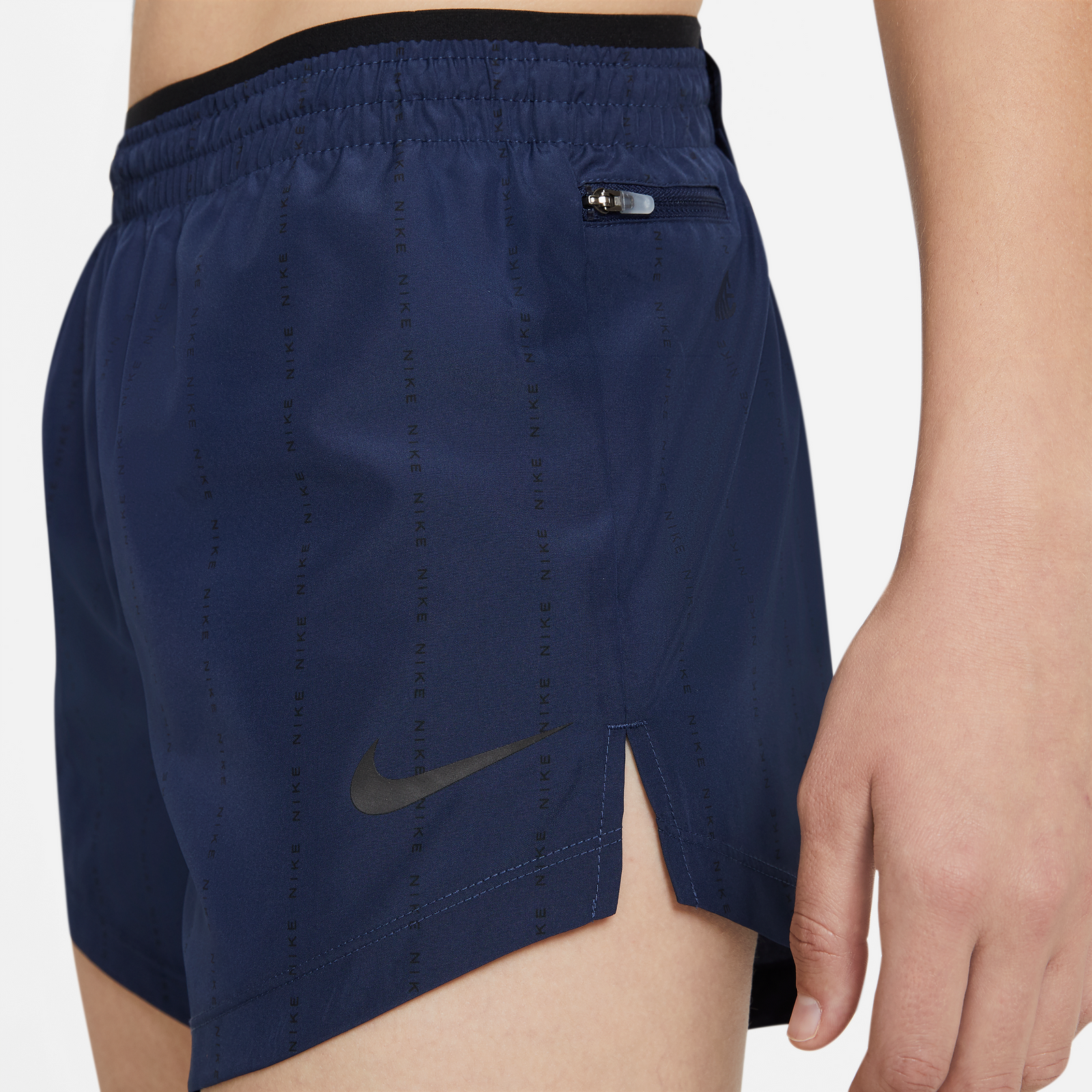 Nike Women's Dri-FIT Tempo Luxe Icon Clash Running Shorts - Midnight Navy/Black (Size 410) | Moisture-Wicking Athletic Shorts for Workouts & Yoga