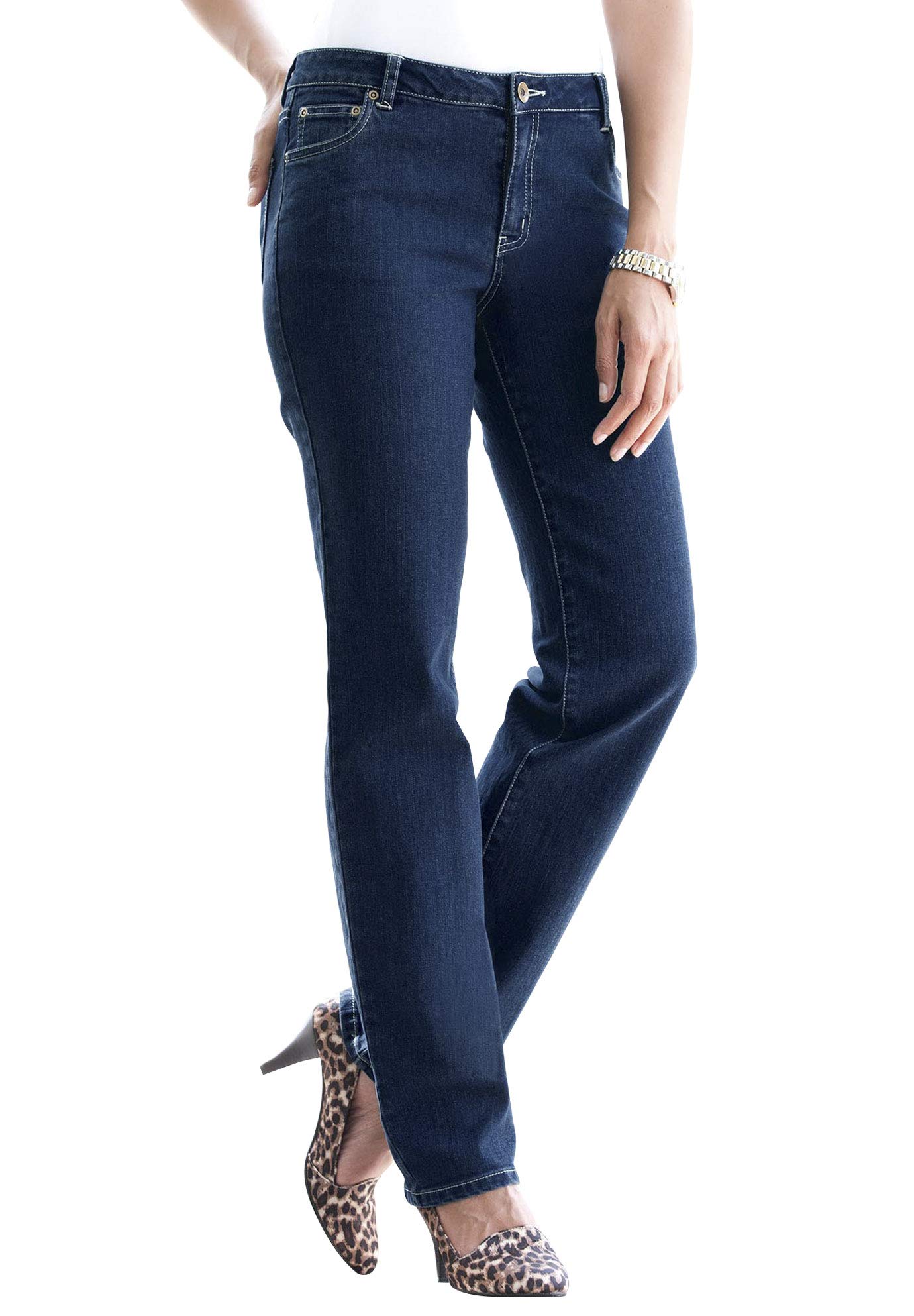 Jessica London Women's Plus Size Tall True Fit Stretch Denim Straight Leg Jeans - Size 26T, Indigo Wash | Comfortable & Flattering for Work, Casual Outings & Everyday Wear