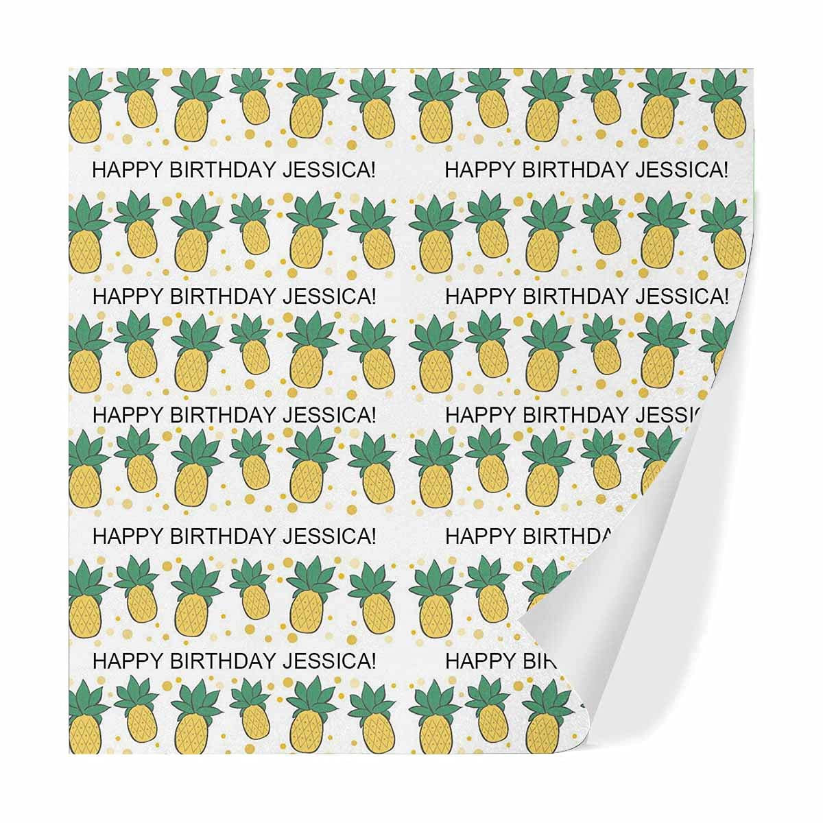 Custom Pineapple Happy Birthday Wrapping Paper - 2 Rolls (58x23 inch) for Kids, Girls, Women, Adults, Boys & Men | All Occasion Gift Wrap for Parties, Birthdays & Celebrations