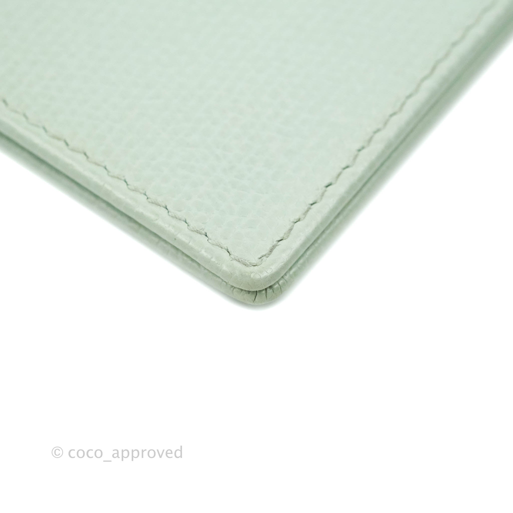 Chanel Tiffany Blue Grained Leather Card Holder - Luxury Compact Wallet for Credit Cards & Cash - Perfect for Everyday Use, Travel & Gifting