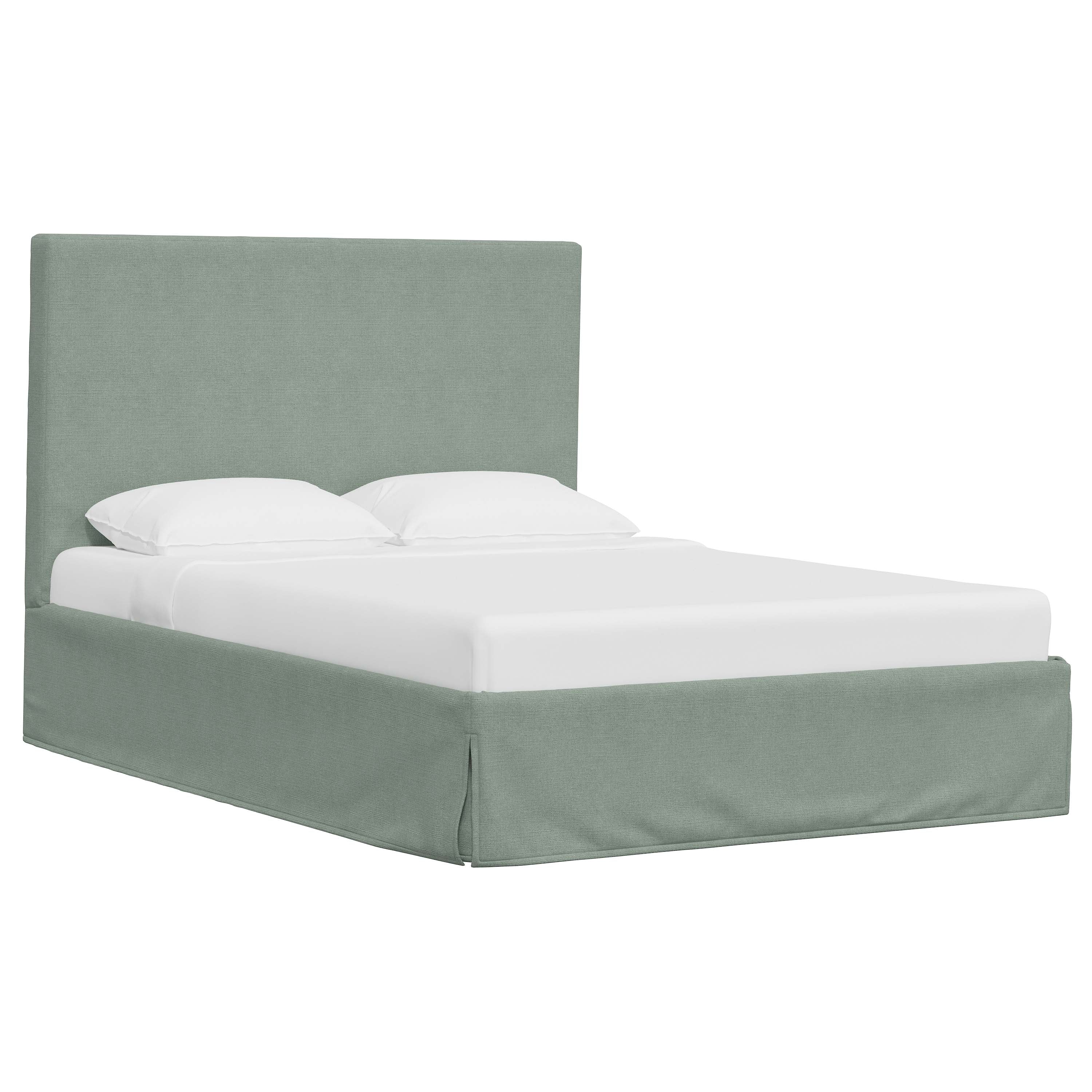 Violet Slipcovered Bed - Soft Washable Fabric Upholstered Queen Size Bed Frame with Headboard - Perfect for Modern Bedrooms, Guest Rooms & Cozy Home Decor