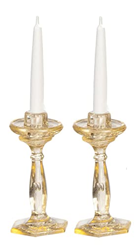 Amber Miniature Candlesticks for Dollhouse Decor - Handcrafted Gifts