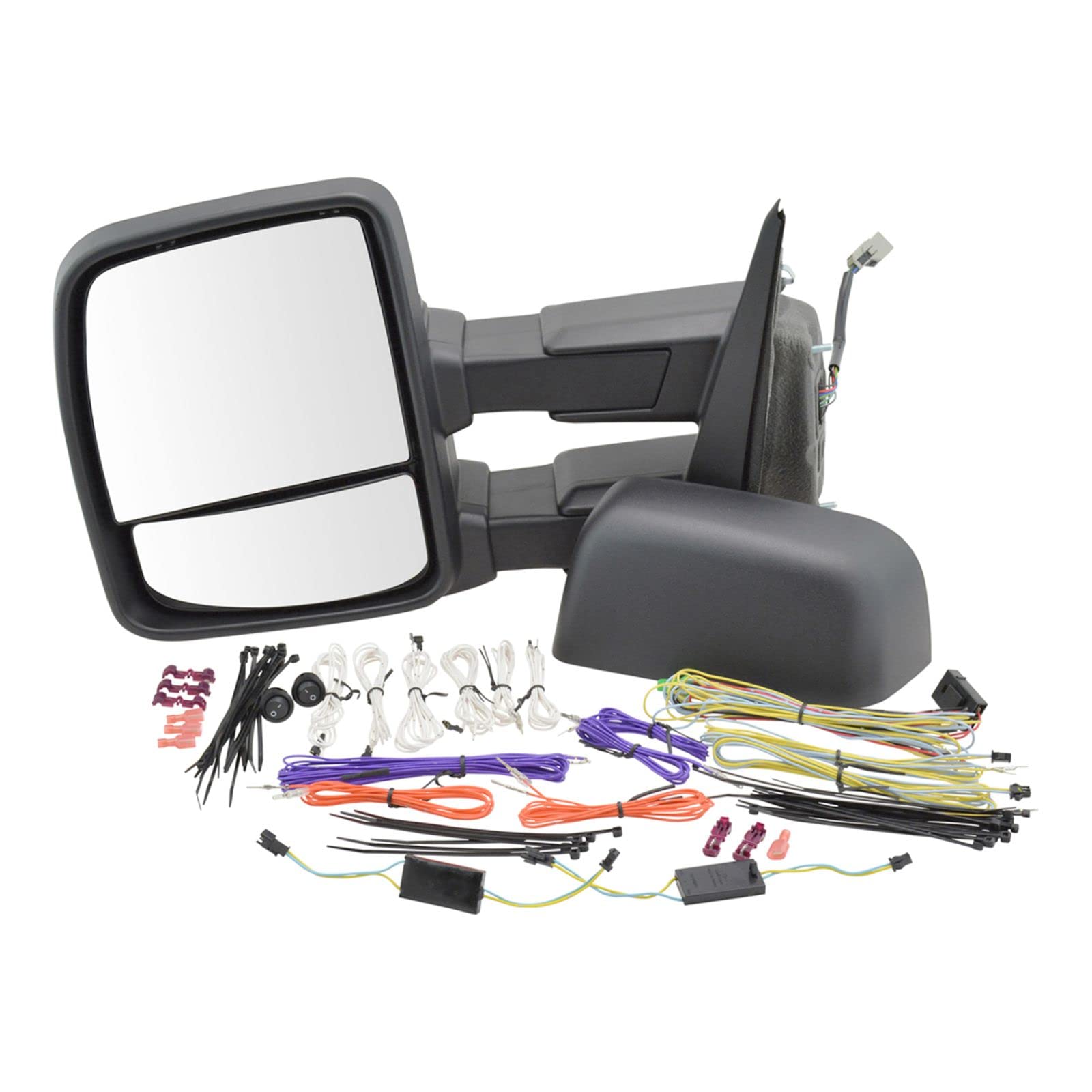 Heated Power Folding Towing Mirrors with Turn Signal, Spotlight & Puddle Lights - Compatible with Ford Trucks & SUVs (Perfect for Towing, Off-Roading & Night Driving)