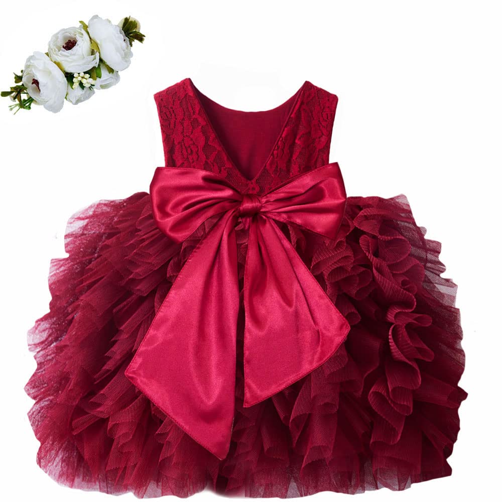 Cilucu Girls Tutu Dress - Toddler Princess Party Dress with V-Neck Bow & Tulle Skirt for Birthday, Flower Girl, Pageant, Vintage Theme (Perfect for Weddings, Photo Shoots & Special Occasions)