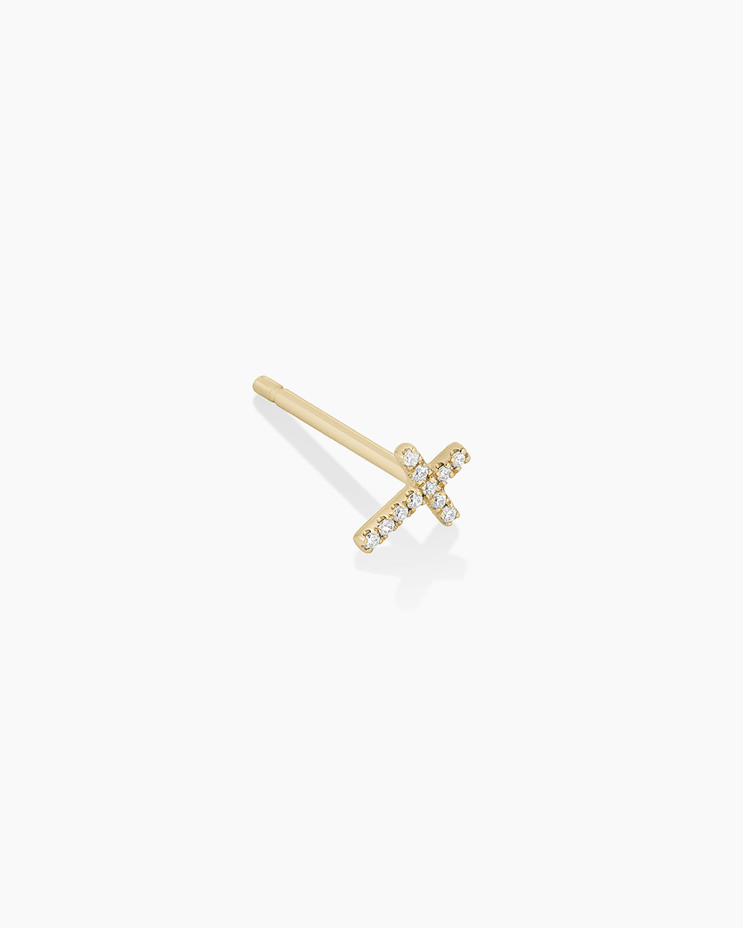 Diamond Cross Single Stud Earrings for Women - 14K Gold Plated Hypoallergenic Pierced Jewelry - Perfect for Gifts, Weddings & Everyday Wear