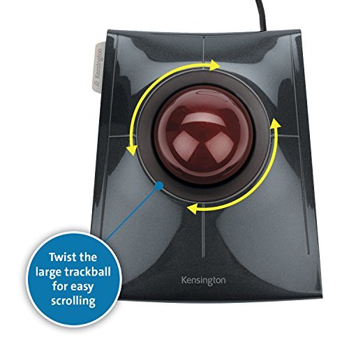 Kensington SlimBlade Trackball Mouse - Wired, Black for Office & CAD Design