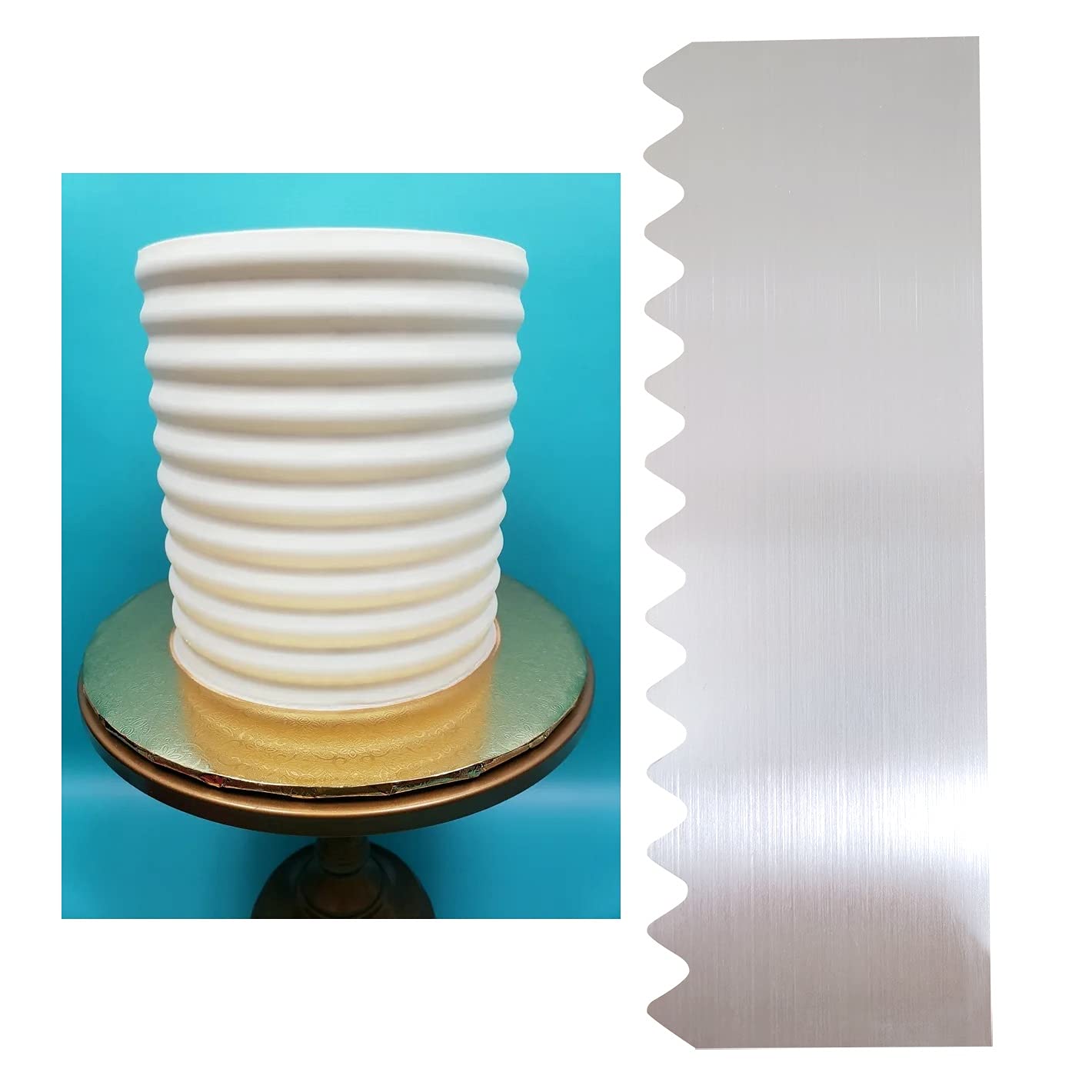 Premium Stainless Steel Cake Comb Shark Fin - Professional Metal Cake Scraper & Buttercream Smoother for Cake Decorating | Perfect for Edge Sculpting, Side Smoothing & Fondant Work | Ideal for Bakeries, Home Bakers & Wedding Cake Design
