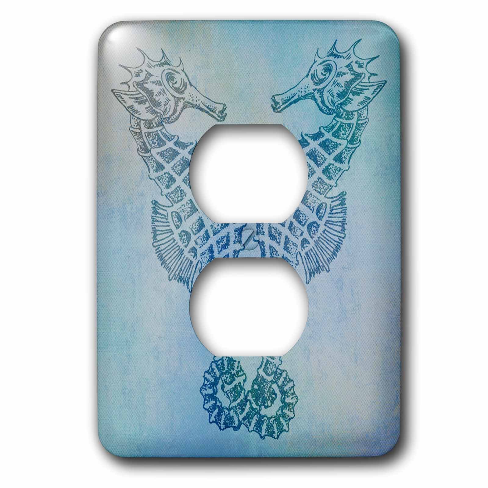 3D Seahorse Outlet Cover - Aqua Blue Decorative Electrical Plug Cover for Home & Office Safety - Perfect for Kids' Rooms, Bathrooms, and Beach House Decor