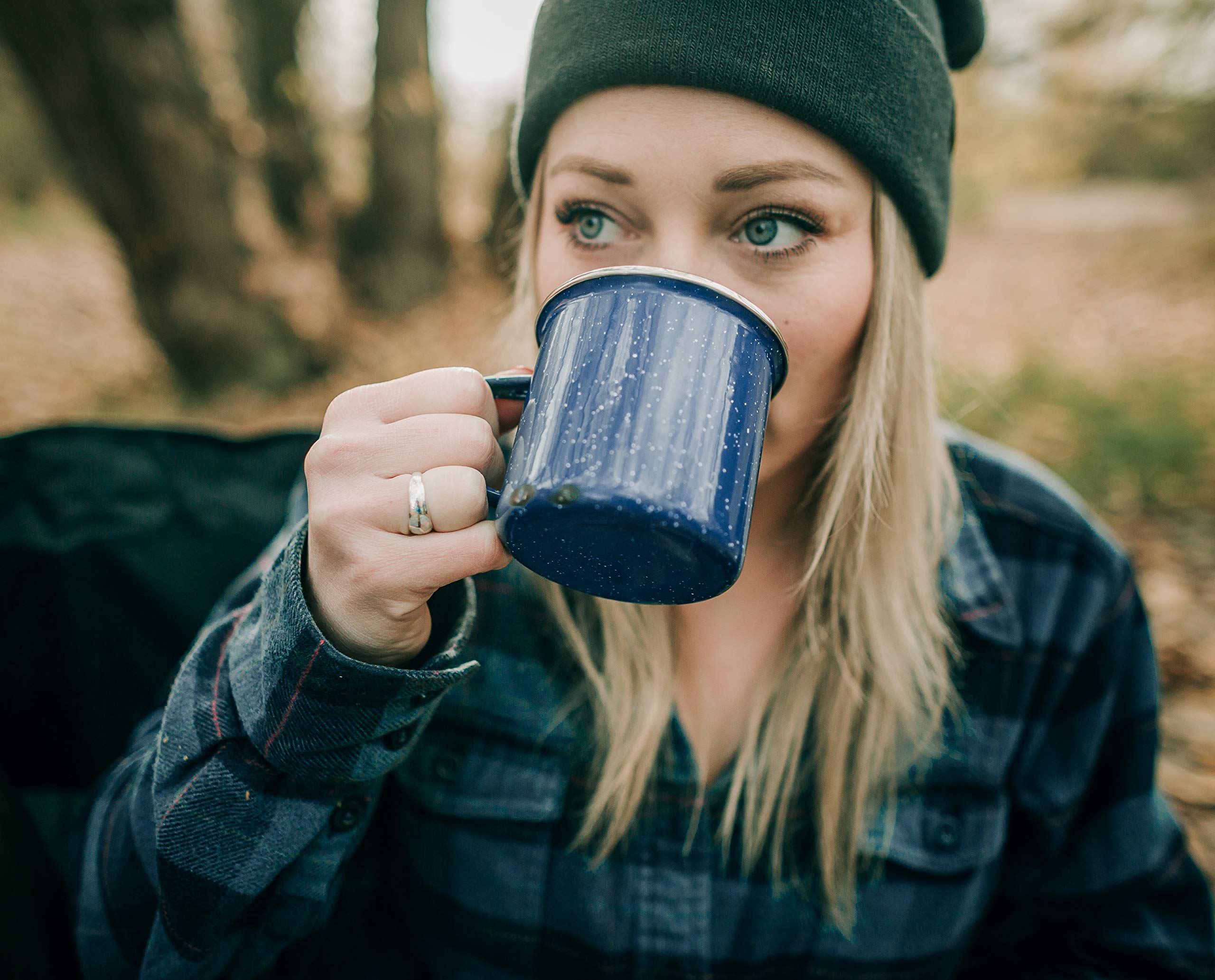 Stansport Enamel Coffee Pot - 12 Cup Camping Coffee Maker, Durable Stainless Steel with Heat-Resistant Handle for Outdoor, Picnic, RV & Home Use