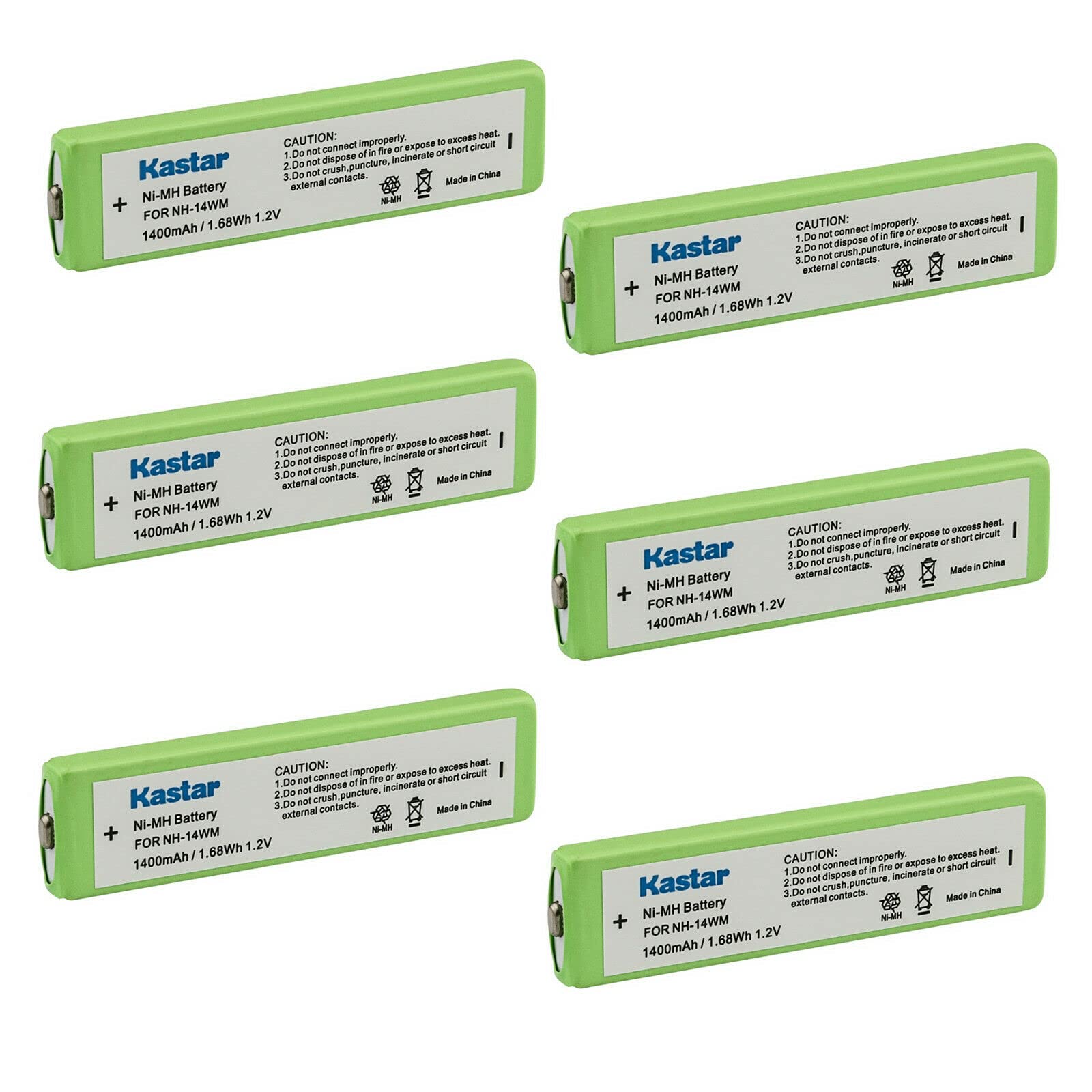 Kastar 6-Pack 1.2V Ni-MH Rechargeable Gumstick Batteries for Sharp AD-N55BT ADN55BT MD-MT190 MD-MT190H - Replacement for Portable Mini-Disc Recorders, CD/MD/MP3 Players - Long Lasting Power for Music Recording & Playback