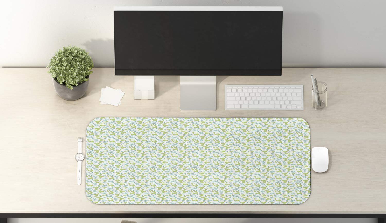 Ambesonne Tropical Leaves Computer Mouse Pad - Large 31
