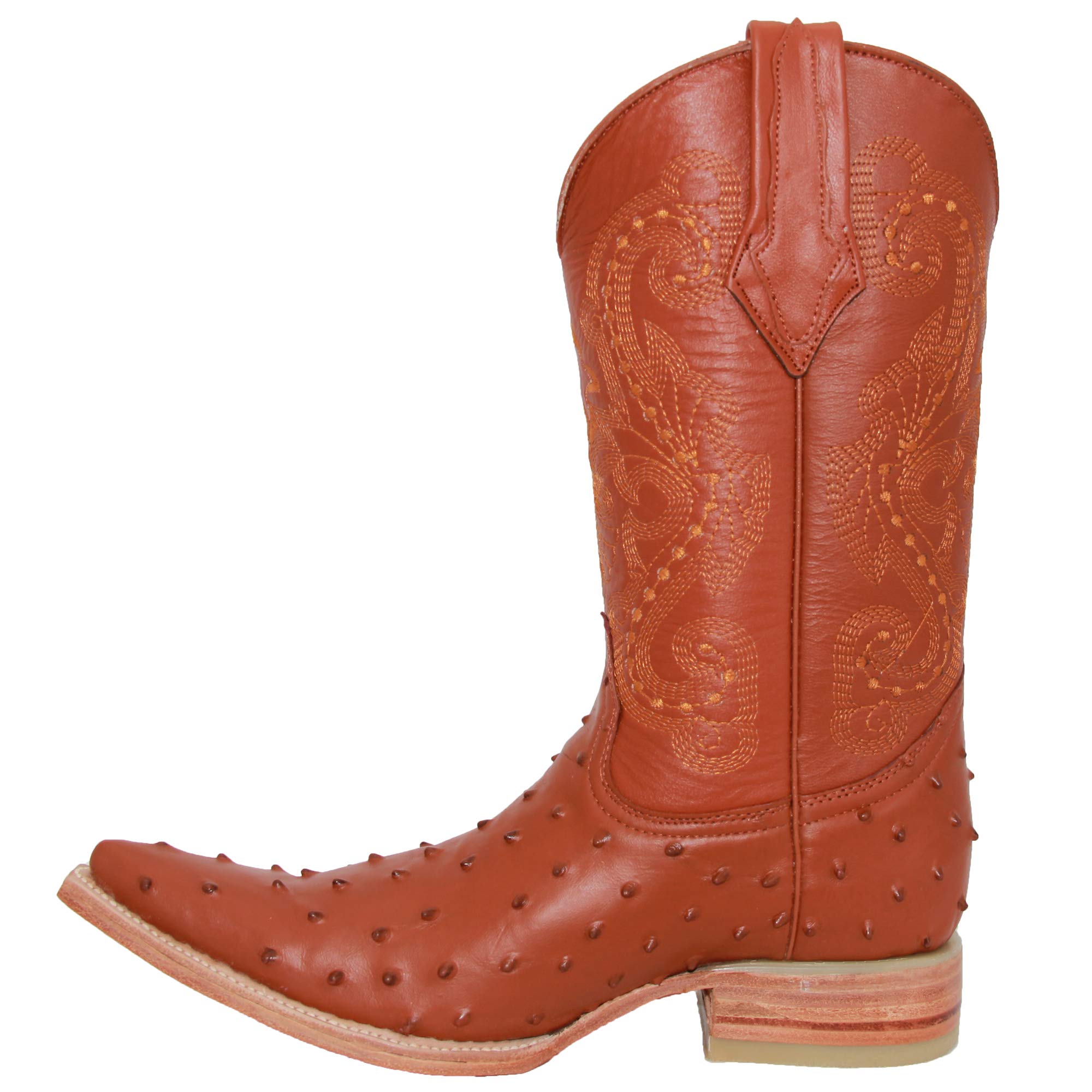 Men's Genuine Leather Cowboy Boots with Embossed Ostrich Quill Print - Western Style Riding Boots for Country Music Festivals & Rodeo Events