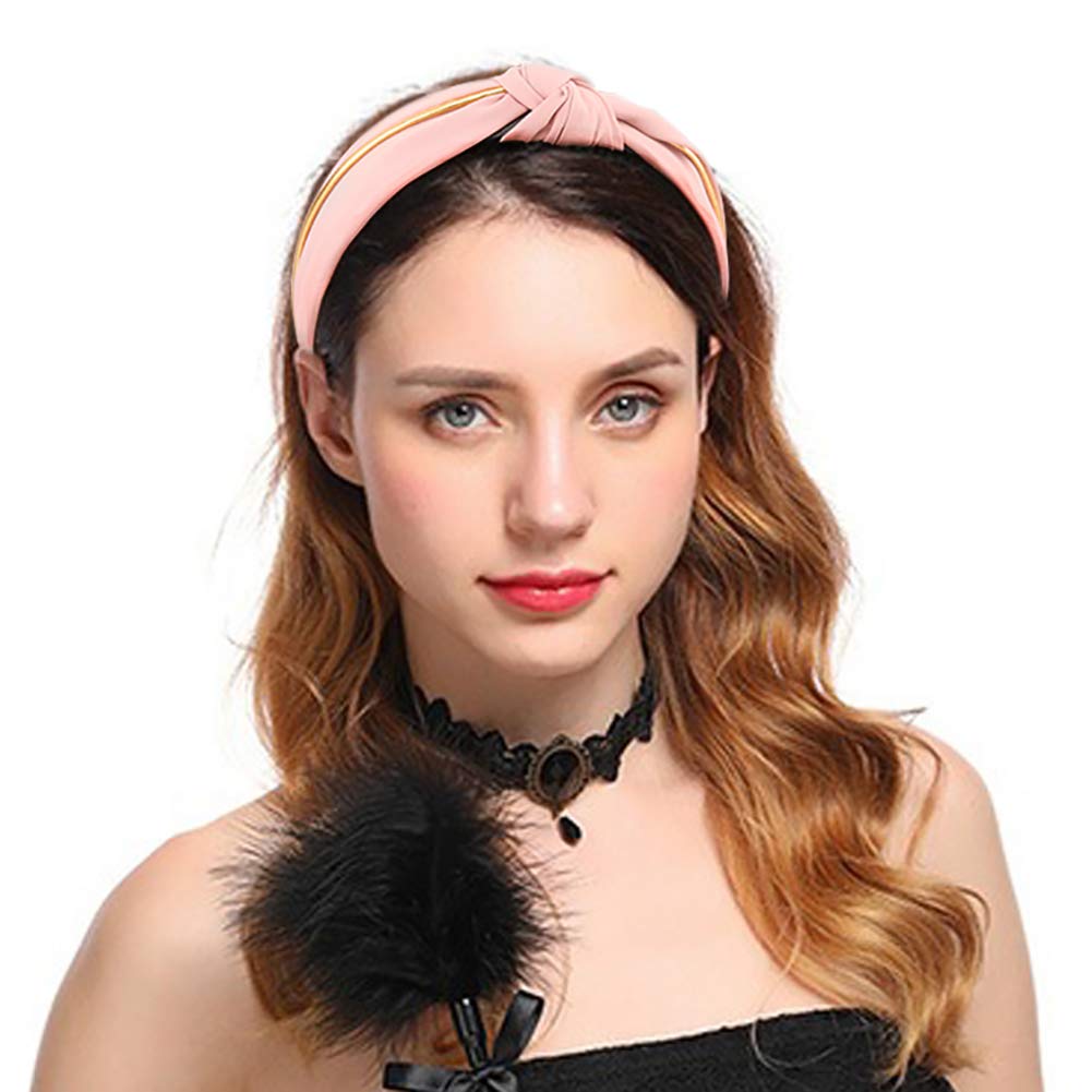 Hogoo Women's Fashion Hair Hoop Cross Knotted Headband Bow Hair Accessories Set - 3 Pack (Pink) for Women & Girls - Perfect for Parties, Weddings, Daily Wear & Gifts