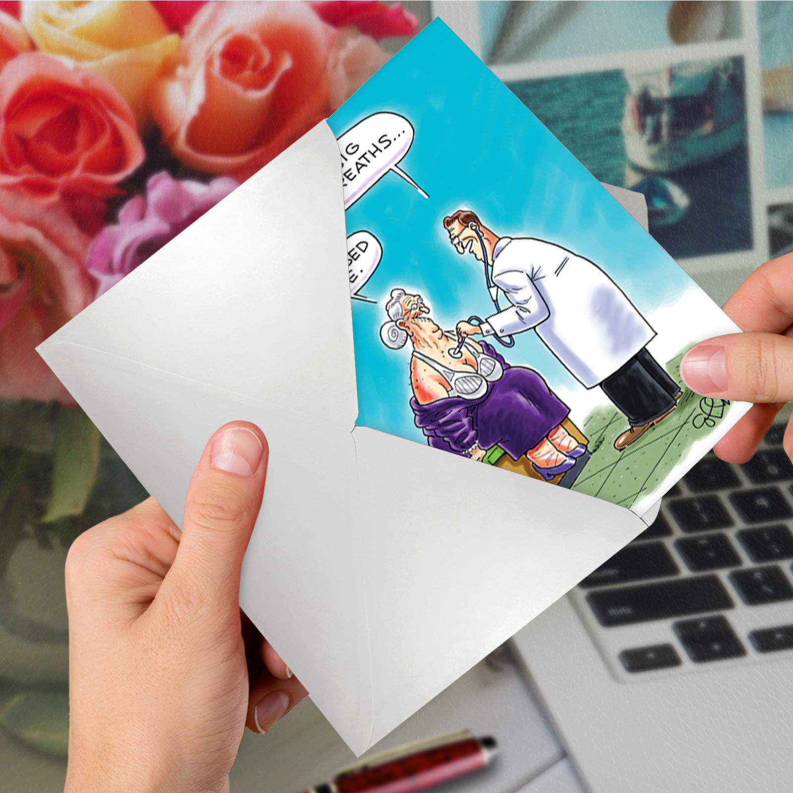 Funny Birthday Card with Envelope - NobleWorks Big Breaths 4813 | Hilarious Humor Greeting Card for Friends & Family | Perfect for Birthdays, Office Gifts & Special Occasions
