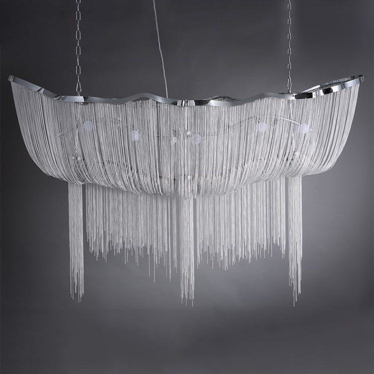 Elegant Crystal Chandelier with Shimmering Chains - Perfect for Dining Room, Bedroom, and Living Room Lighting Decor