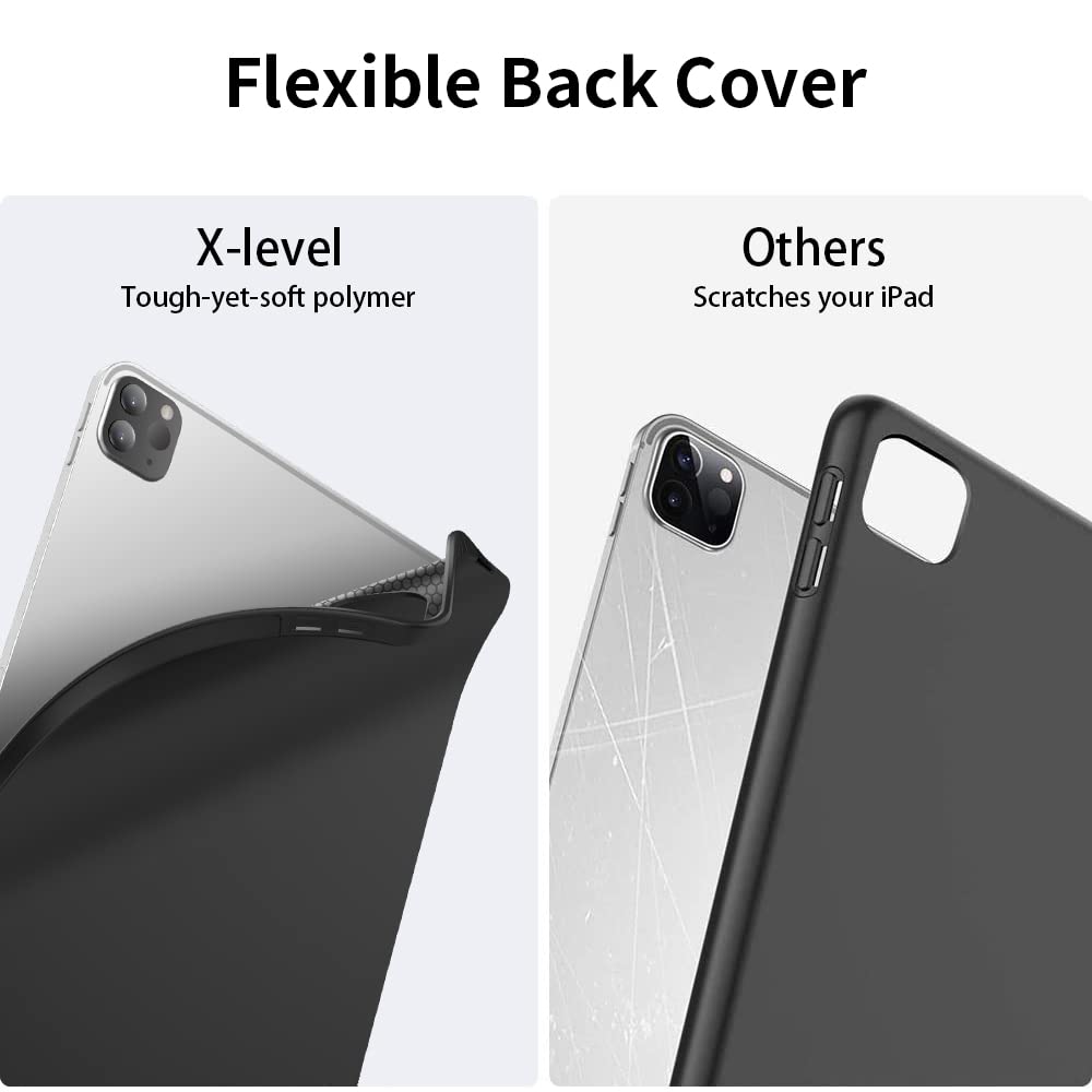 X-Level Slim Lightweight Shockproof TPU Case for iPad Air 5th Gen (2022) & iPad Air 4th Gen (10.9 Inch) - Protective Smart Stand Cover with Soft Back, No Auto Sleep/Wake (Gray) | Perfect for Work, Travel & Daily Protection