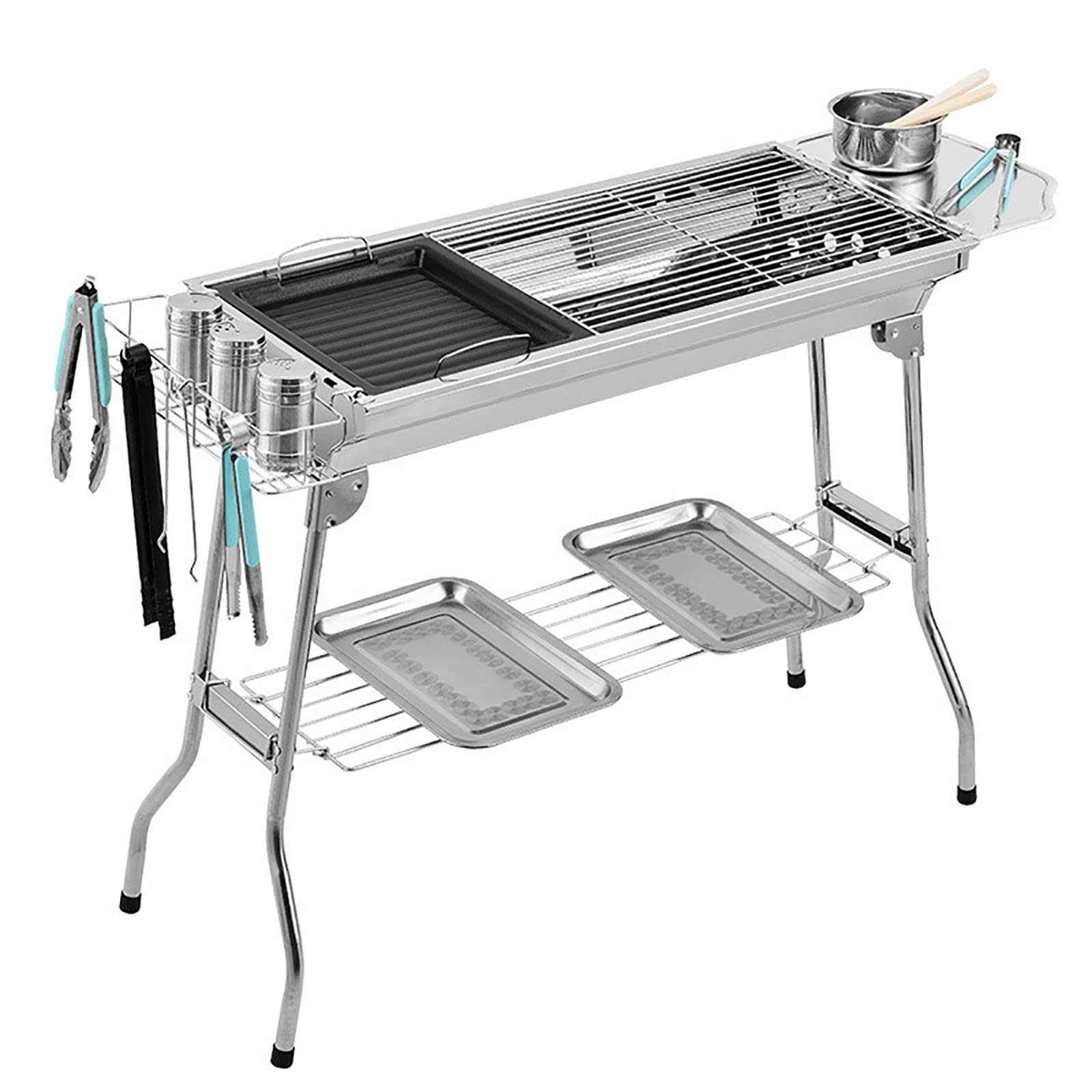 Portable Outdoor Charcoal BBQ Grill for 3-6 People - Compact Garden & Home Grill Combo for Camping, Picnics & Backyard Parties