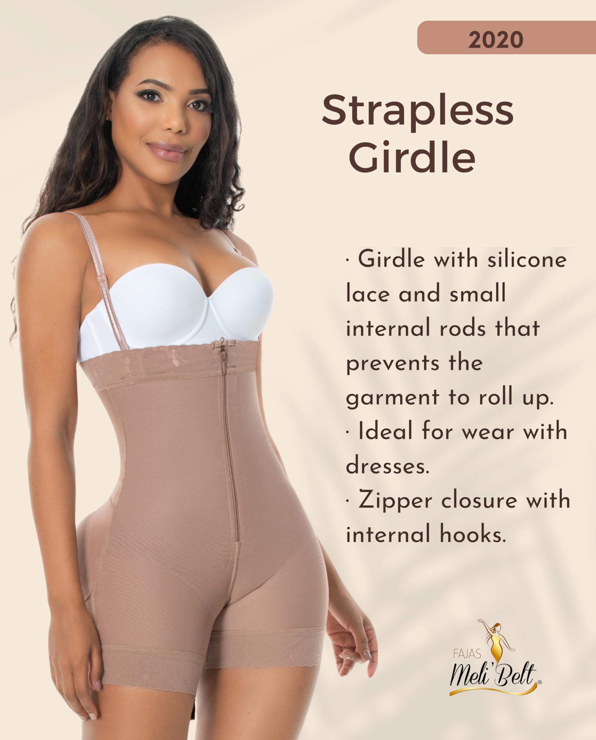 Melibelt 2020 Colombian Shapewear for Women - Strapless Compression Garment, Waist Trainer & Body Shaper - Perfect for Tummy Control, Postpartum Recovery & Special Occasions