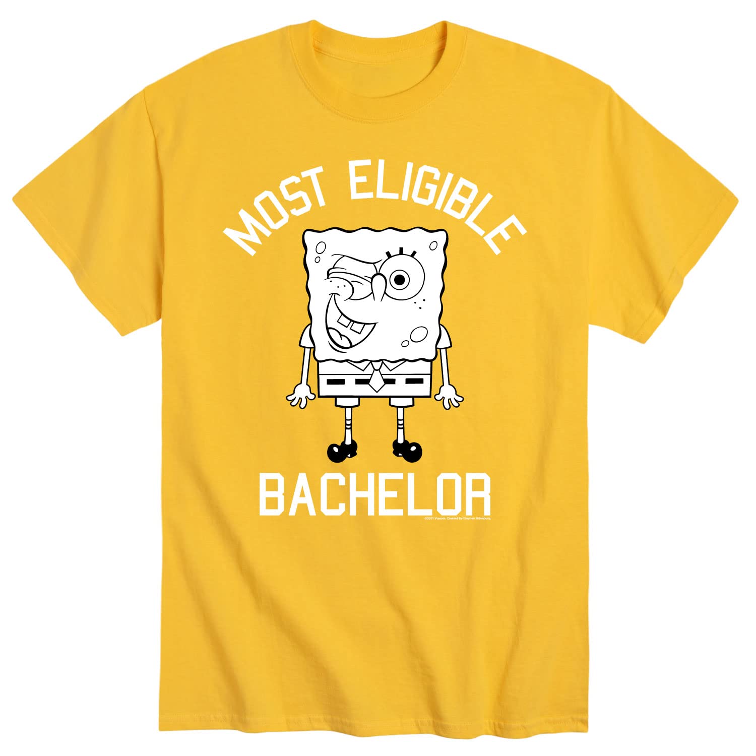 Spongebob Squarepants Eligible Bachelor Men's Graphic T-Shirt - Funny Cartoon Short Sleeve Tee for Casual Wear, Gifts & Pop Culture Fans