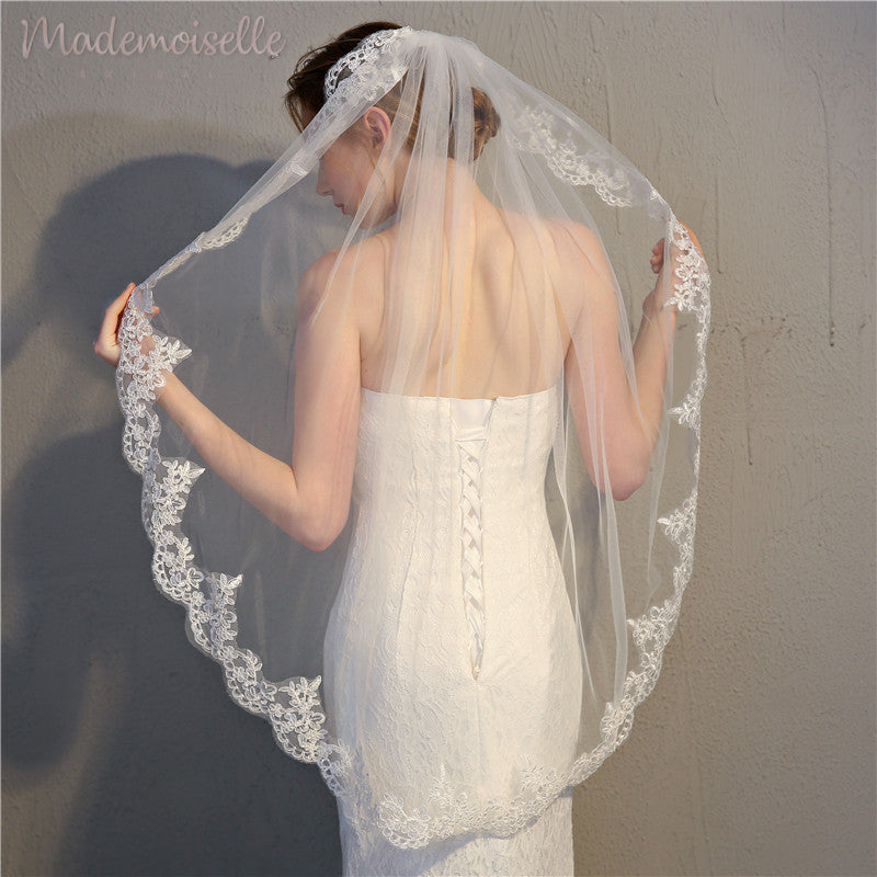 Elegant Donna Veil for Weddings - Bridal Veil with Lace Trim for Church Ceremonies & Formal Events